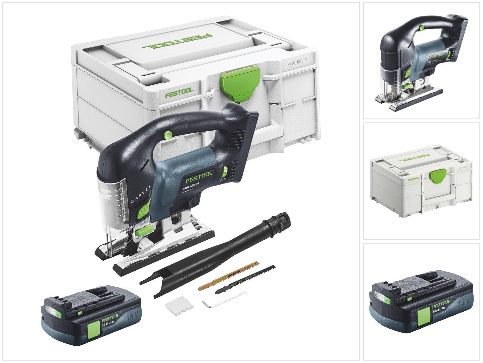 FESTOOL Kompakt-Handkreissäge CARVEX PSBC 420-Basic Akku Pendelstichsäge 18 V 120 mm Brushless + 1x