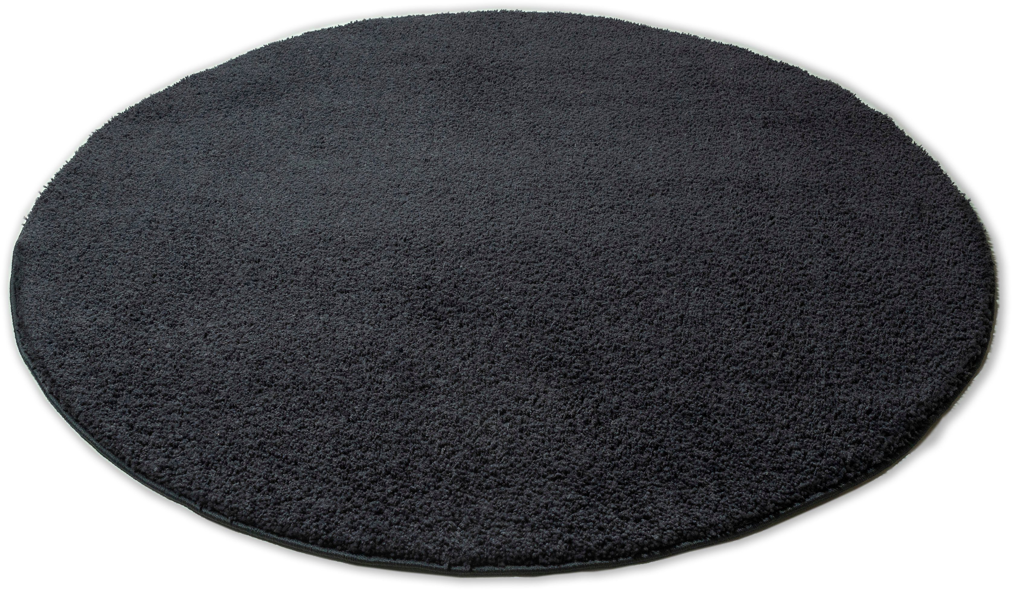 Hochflor-Teppich Vince, my home, rund, Höhe: 31 mm, besonders weich durch Mikrofaser, extra flauschig schwarz | Shaggy-Teppiche