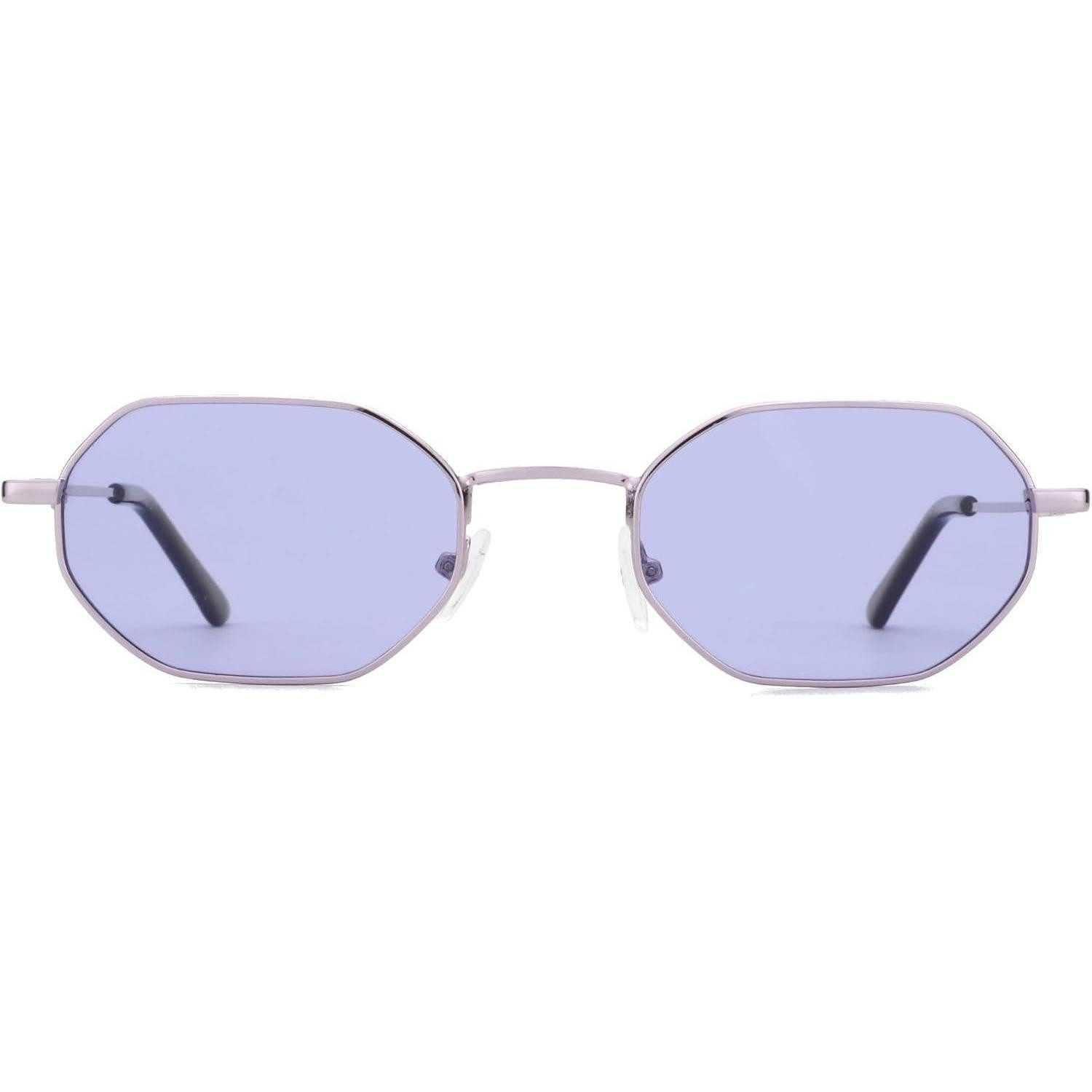 LuxusKollektion Retrosonnenbrille Sonnenbrille Achteckig Mini Polarisiert Metall Lila Rahmen Lila Linse