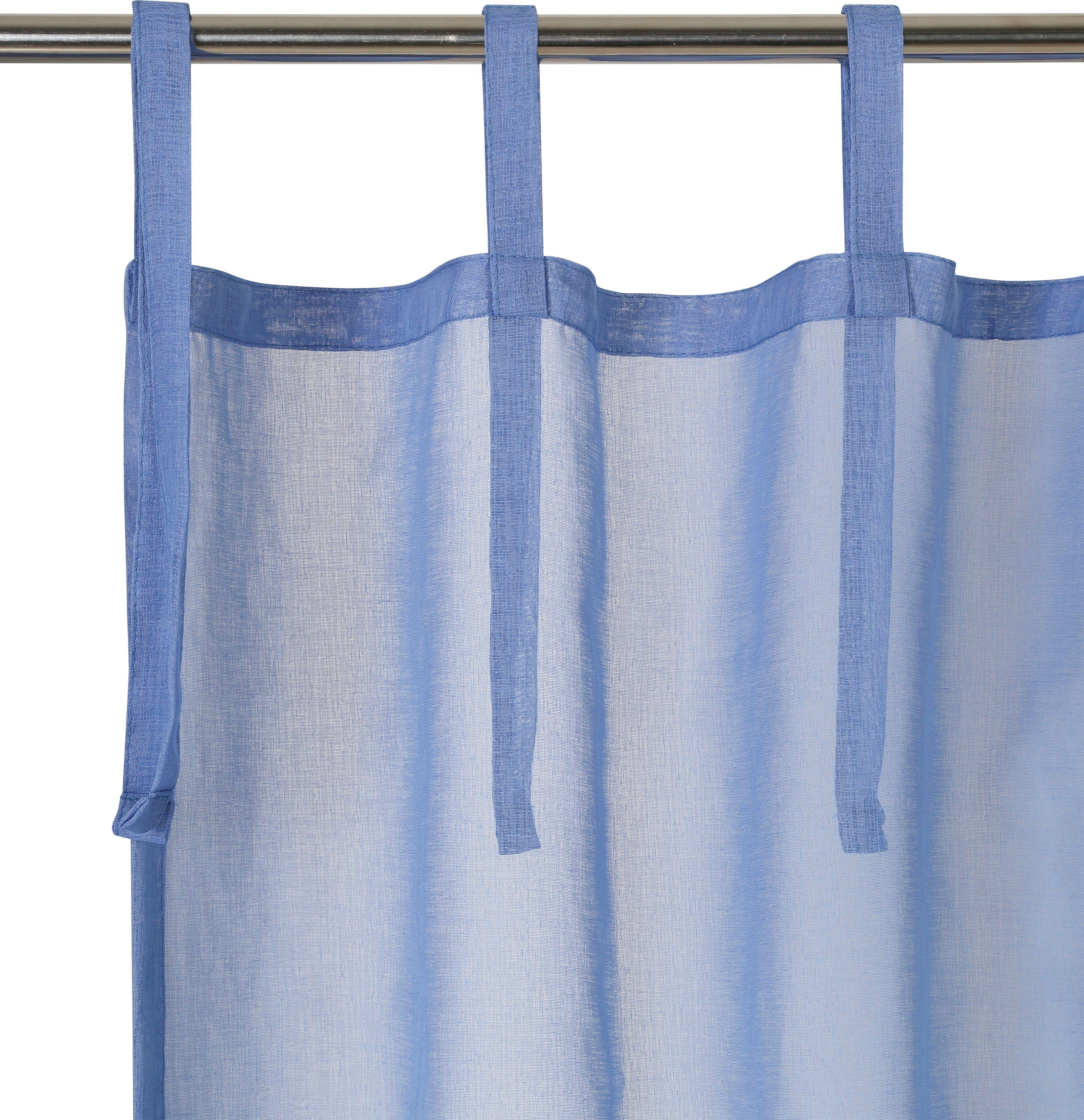 Bindebänder blau Inkl. Gardine Polyester, Raffhalter, strukturiert, (1 gewebt Hartford, transparent, Timbers, transparent, St),