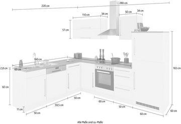 Kochstation Winkelküche KS-Samos, ohne E-Geräte, Stellbreite 280/220 cm