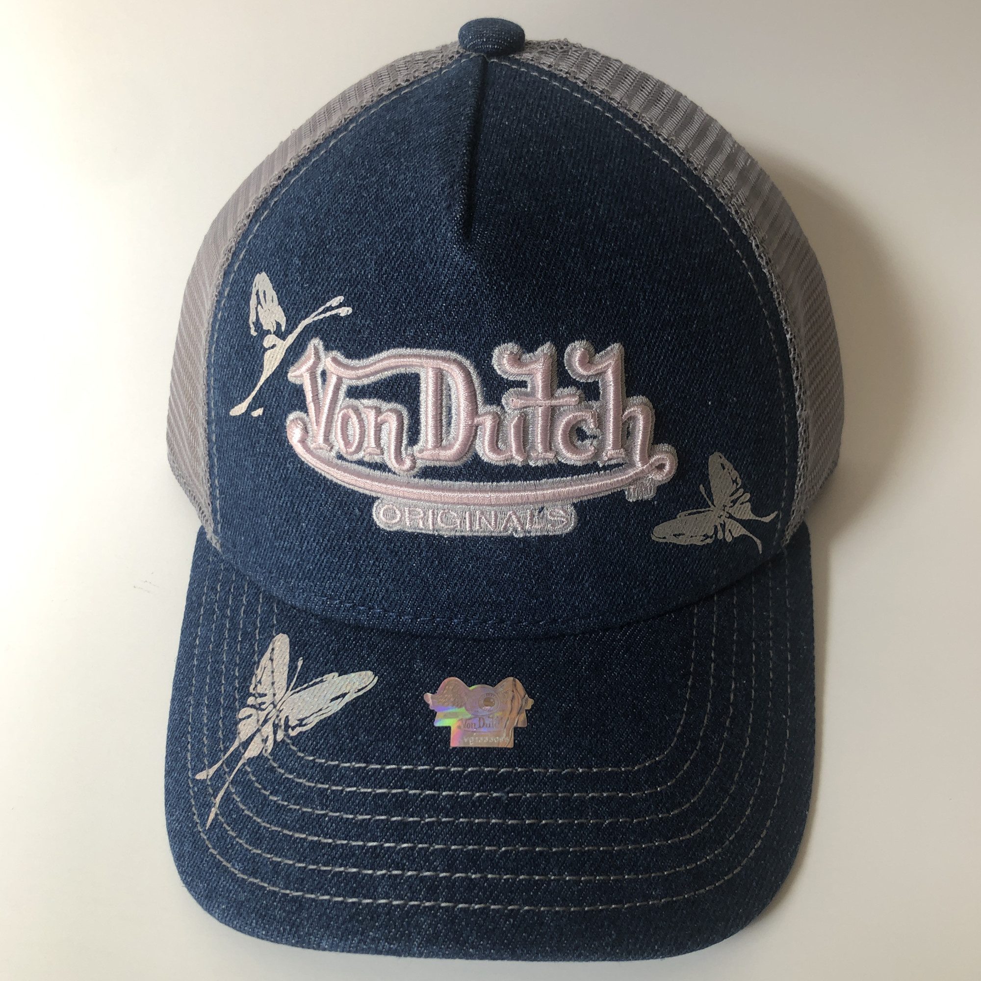 Von Dutch Trucker Cap Von Dutch Originals Trucker Cap FLY DENIM Butterfly (Basecap, Basecap, Meshcap, Trucker Kappe) Schmetterling Prints