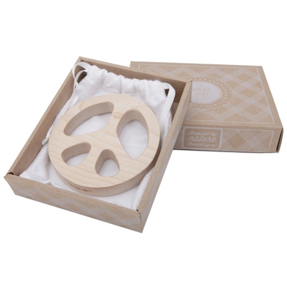 Woodenstory Beißring Beißring - Peace (FSC) Holzspielzeug Baby, alles FSC und 100% ökologisch