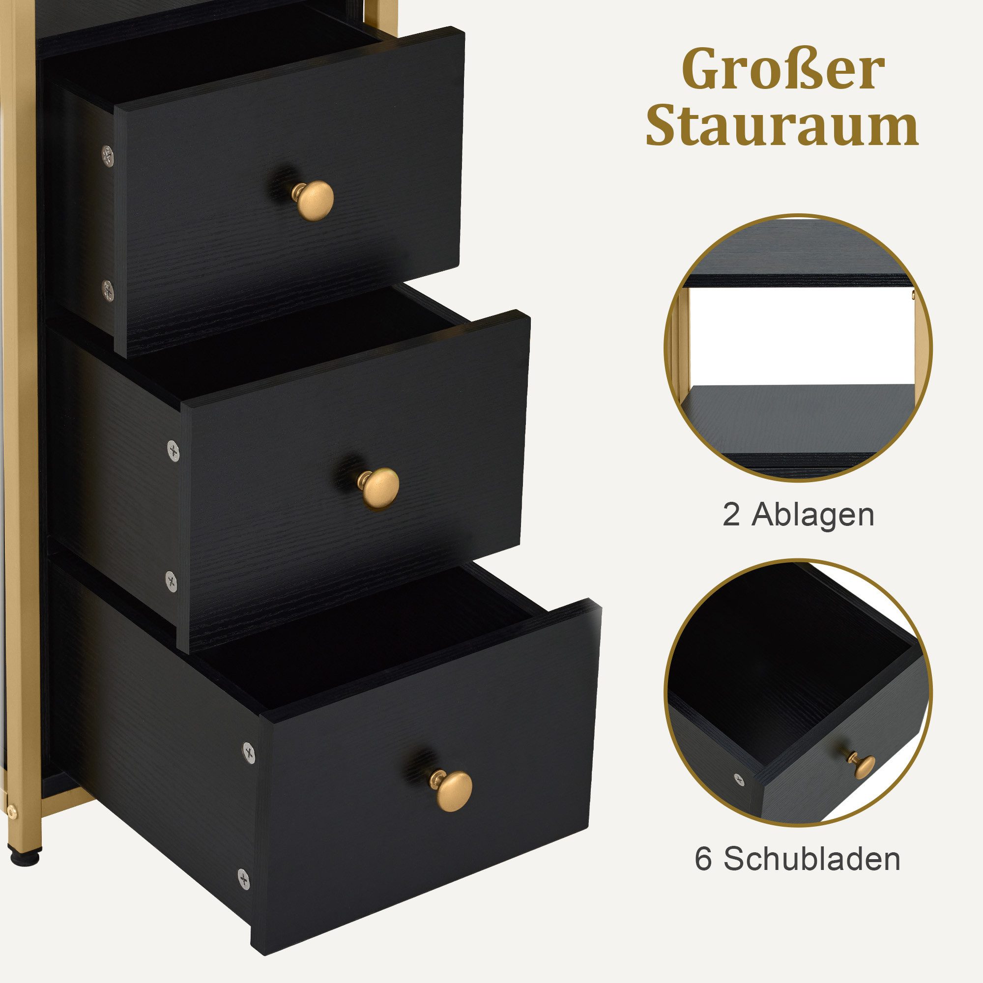 MCombo Schreibtisch M MCombo Schreibtisch mit 6 Schubladen, Nageltisch Manikürtisch, 2425, Schminktisch ohne Spiegel, Schminktisch ohne Spiegel – Bild 5 von 5