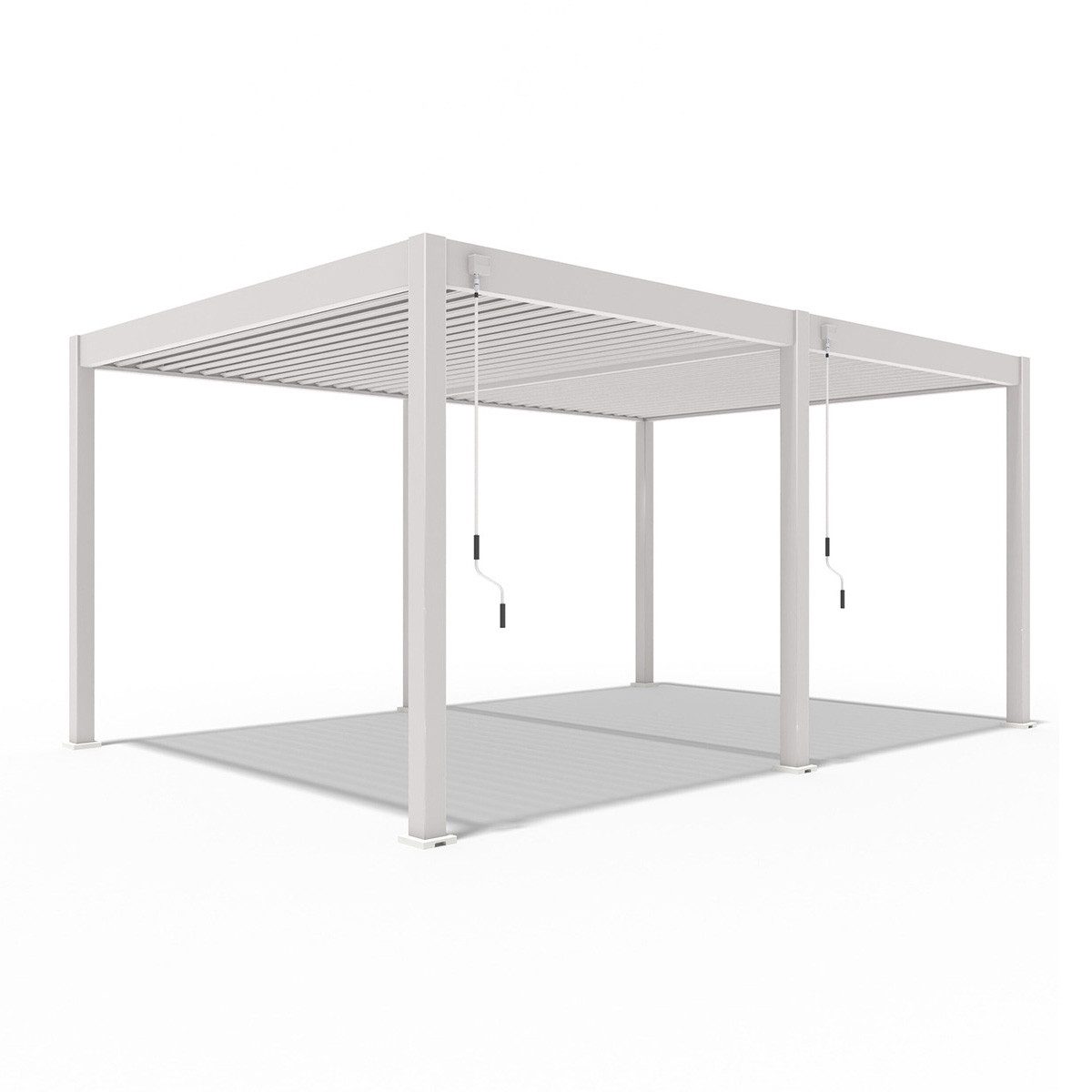 Weide Pergola Deluxe Voll-Alu Pergola 3,6 x 5,3 M Ivory Sand Lamellendach, BxTxH: 360x530x255 cm