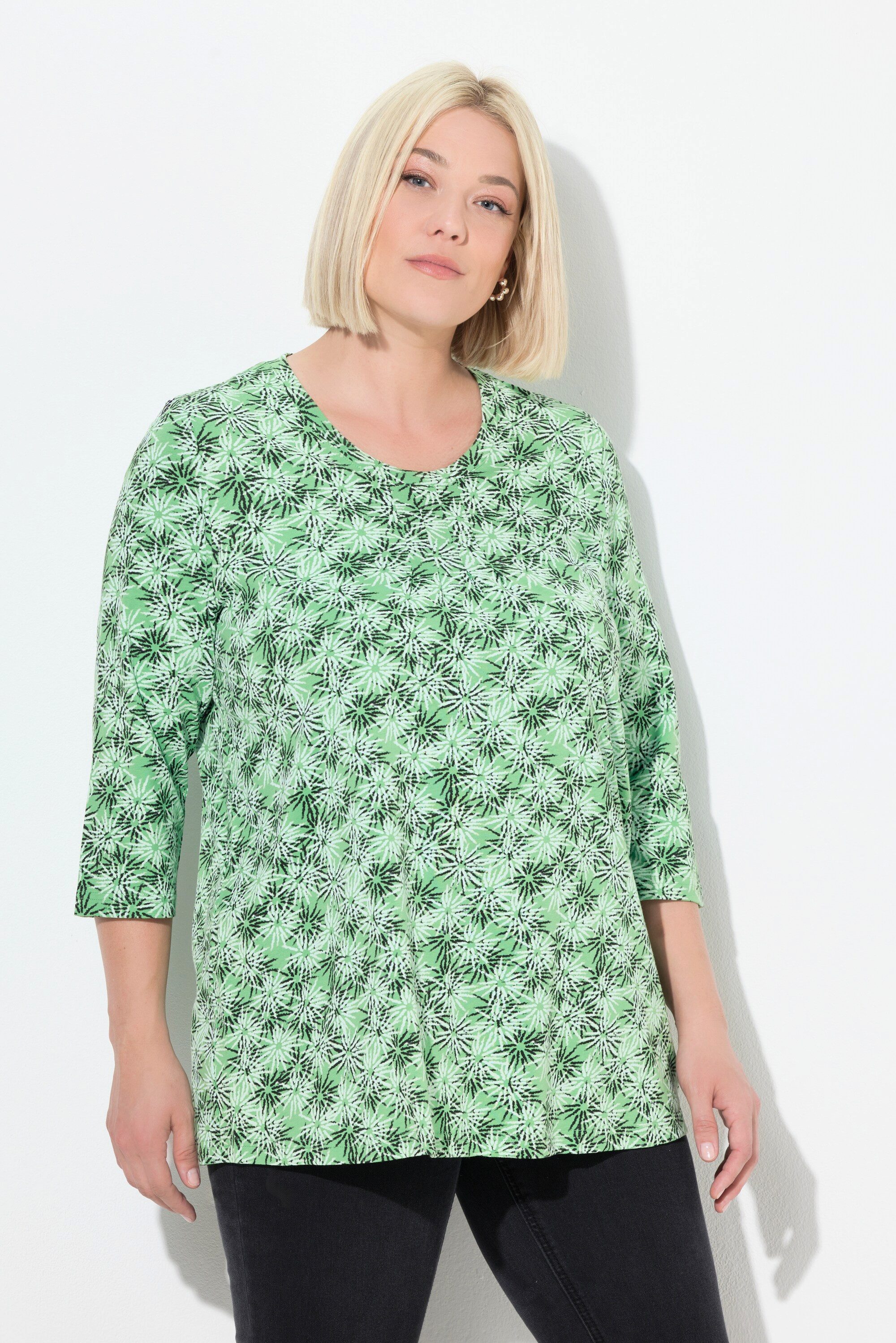 Ulla Popken T-Shirt Shirt Blüten A-Linie günstig online kaufen