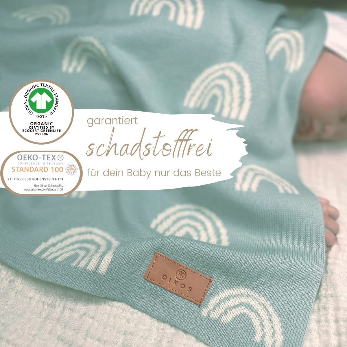 Babydecke DIKOS® Babydecke Baumwolle – Regenbögen günstig online kaufen