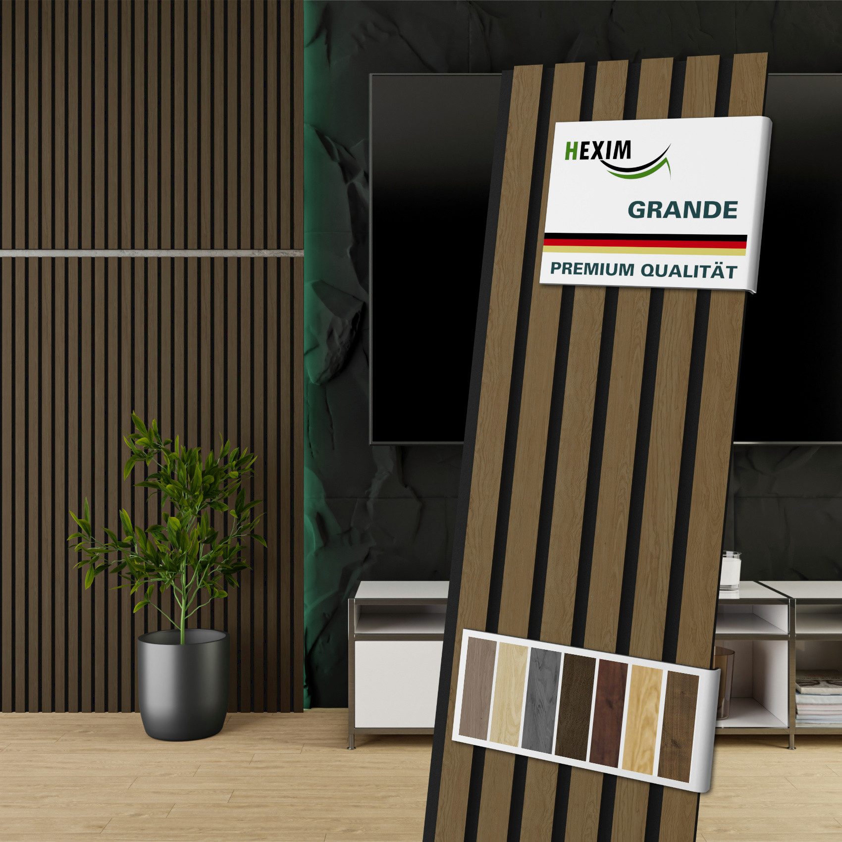 Hexim Wandpaneel, (Akustikpaneele Holz 140x30cm Grande günstig online kaufen