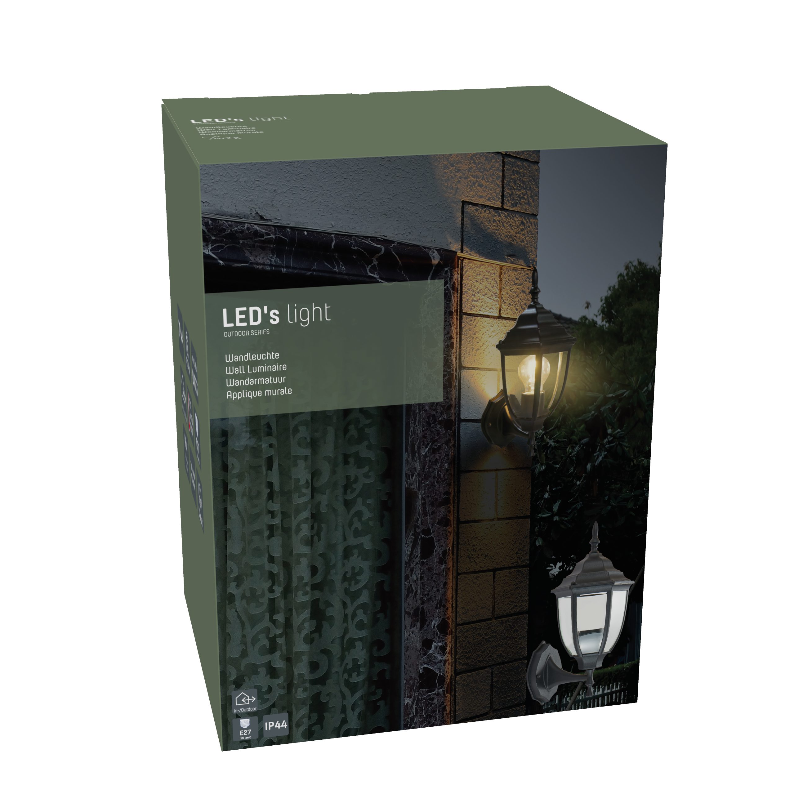 IP44 LED, Außen-Wandleuchte, schwarz LED E27 light 1000572 Vintage LED's 1x Außen-Wandleuchte