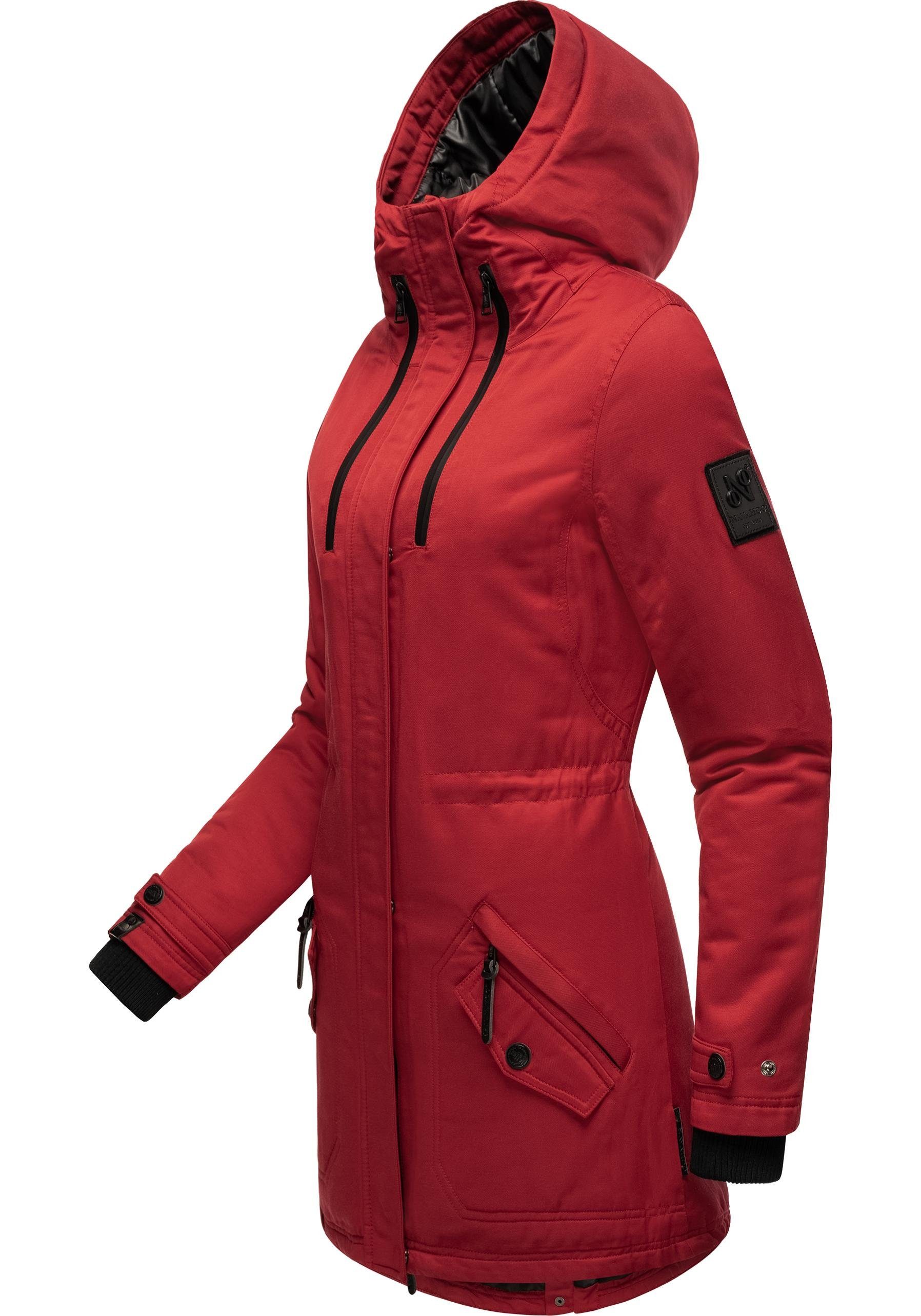Navahoo Wintermantel Avrille II sportlicher Damen Winter Kurzmantel mit großer Kapuze