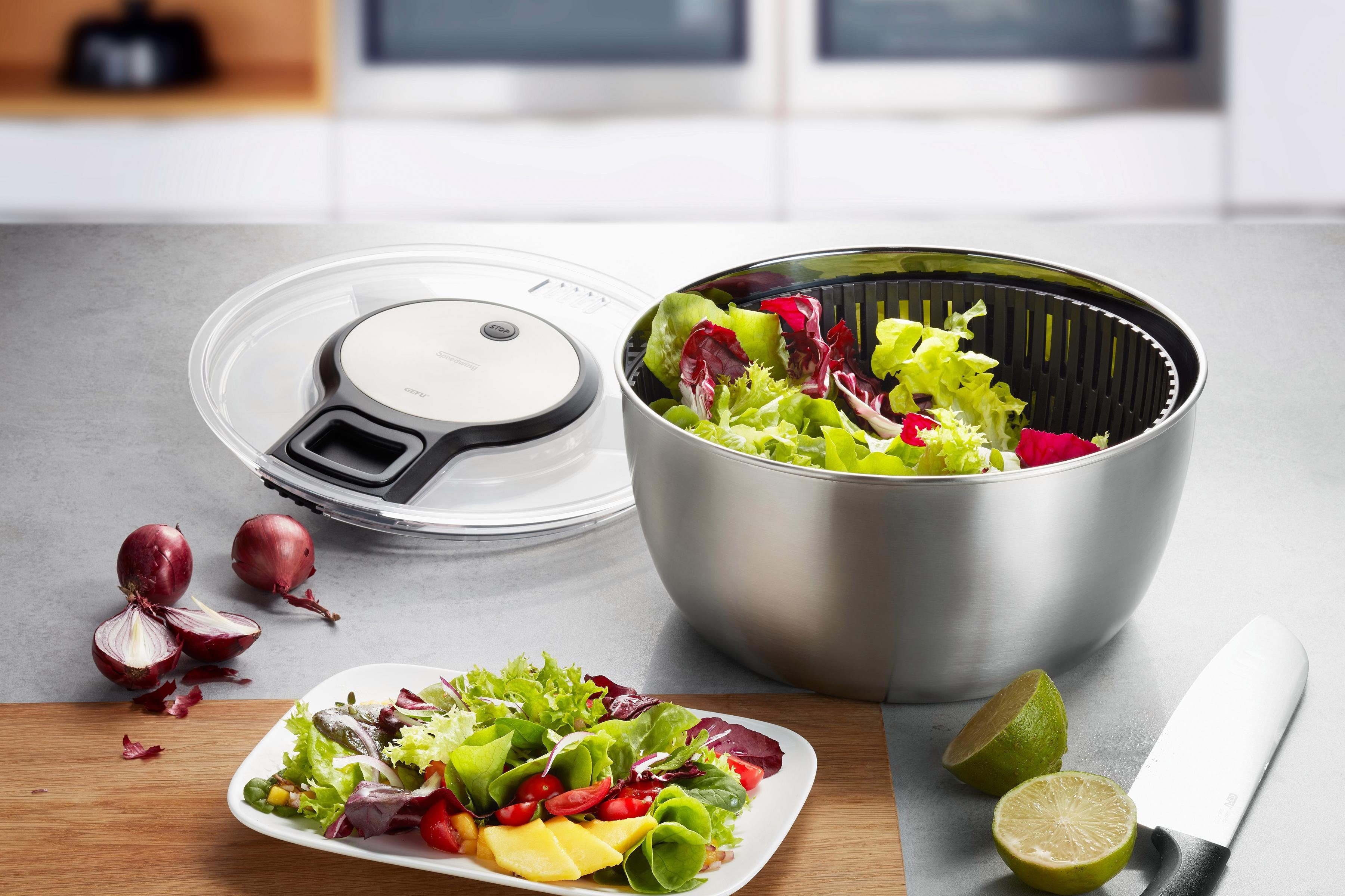 GEFU Salatschleuder SPEEDWING®, Edelstahl, Ø 27 cm, Inhalt 5 Liter