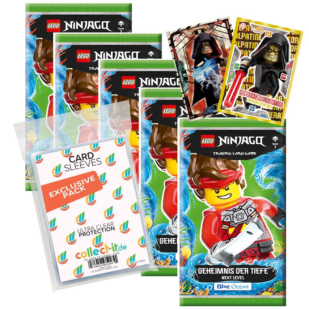Star Wars Sammelkarte LEGO Ninjago 7 NEXT LEVEL Trading Cards 5 Booster + Collect-it Hüllen