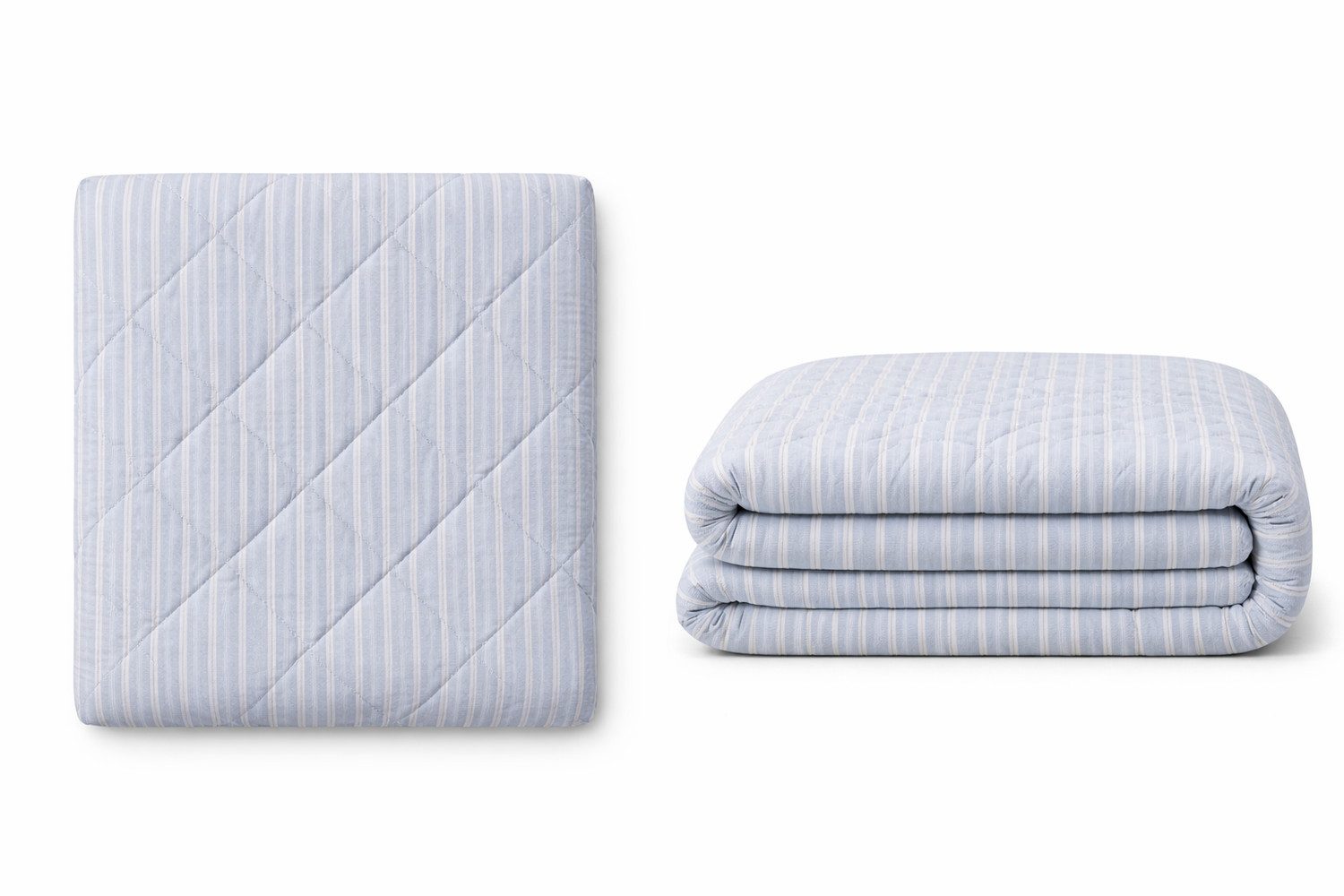 Wohndecke double stripe-light blue, AU Maison, Quilt-Optik aus Baumwolle 140 × 180 cm