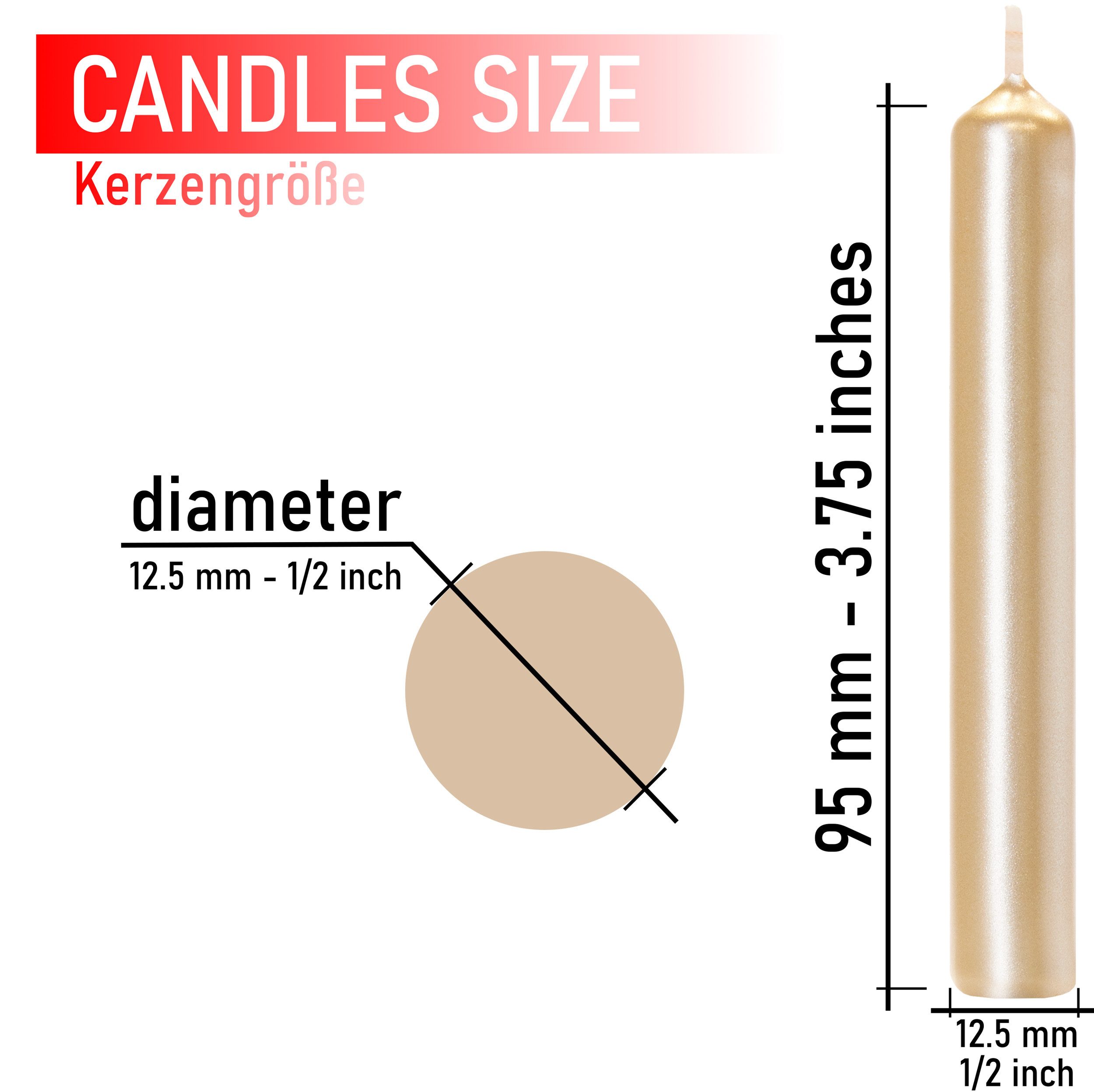 BRUBAKER Spitzkerze 20er Pack Geburtstagskerzen 9,5 cm - Geburtstag Spitzkerzen (für Geburtstag, Magie, Rituale, 20-tlg., oder Partydekoration), Dekokerzen mit 1,25 cm Durchmesser - Stabkerzen Leuchterkerzen