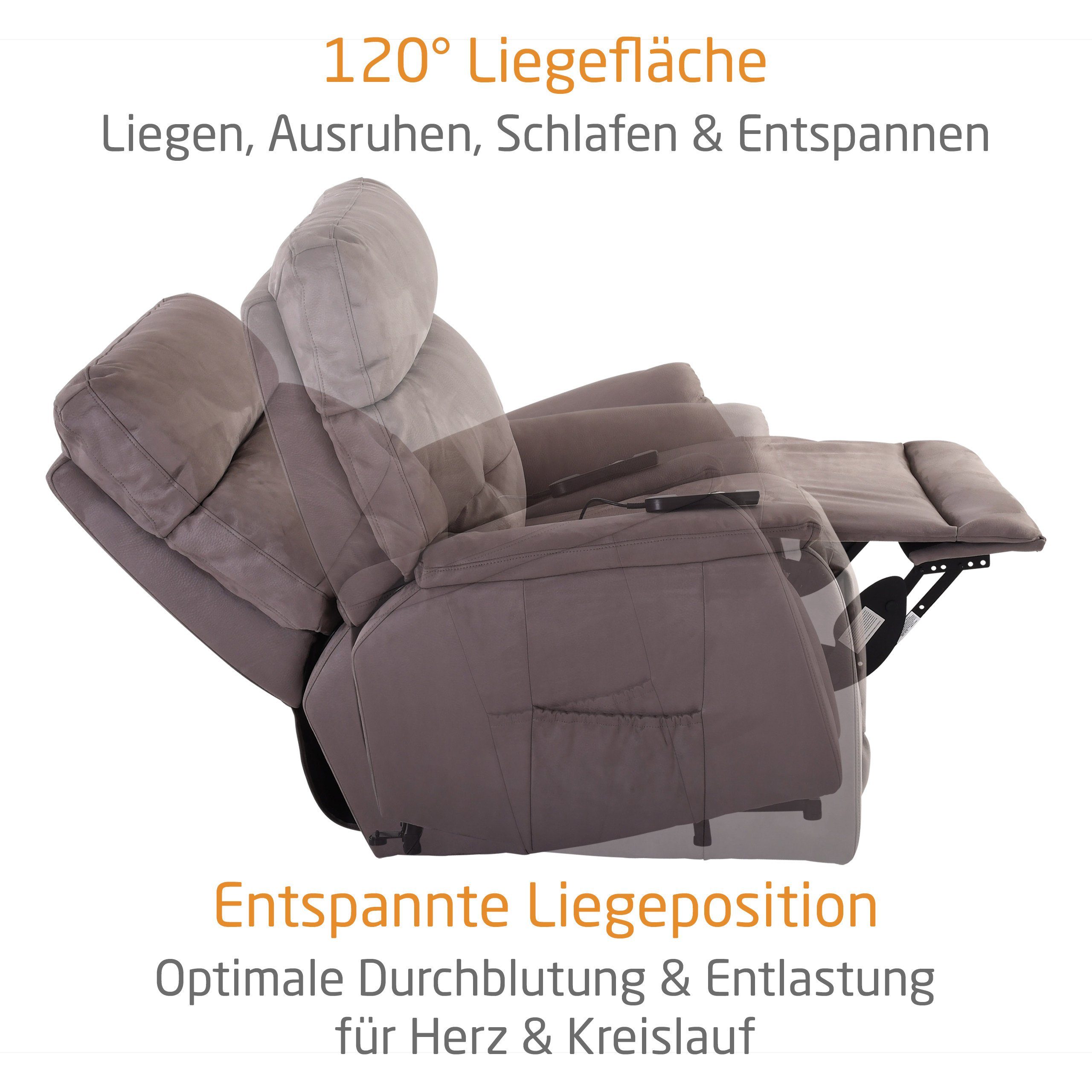 Raburg XXL-Sessel TV-Sessel SAMSON XXL in GRAU-BRAUN, belastbar bis 200 kg,  mit Aufstehhilfe, extra breit, fester & extra stabiler Stoff, elektrisch  mit einem Motor, extra sicherer Stand - der Fernsehsessel ist konzipiert