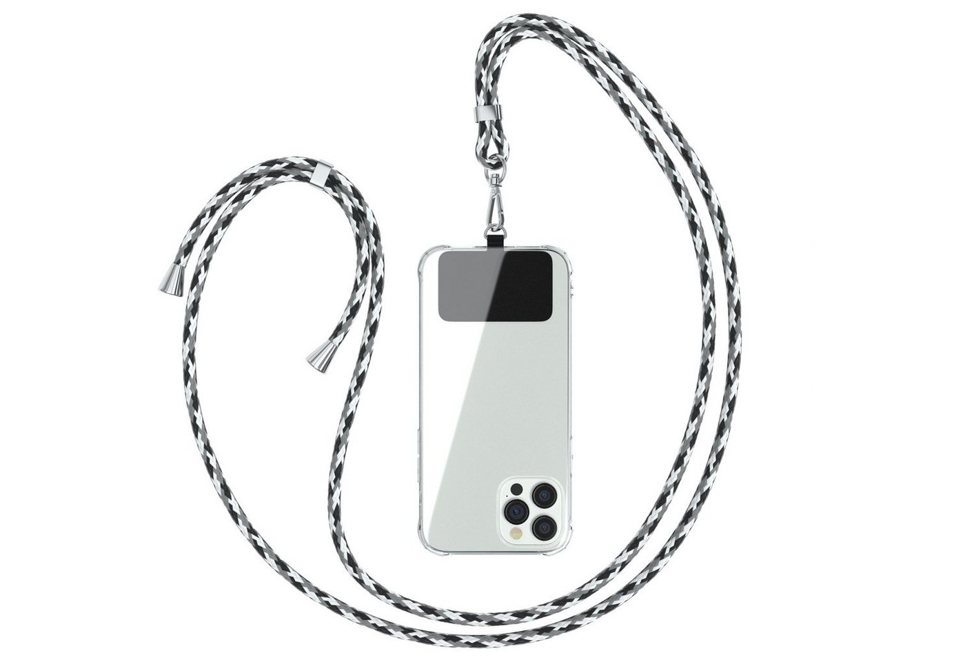 EAZY CASE Handykette Universal für jedes Smartphone zum Umhängen, Handykette LG Google Pixel Sony etc. Handyband mit Karabiner Schwarz