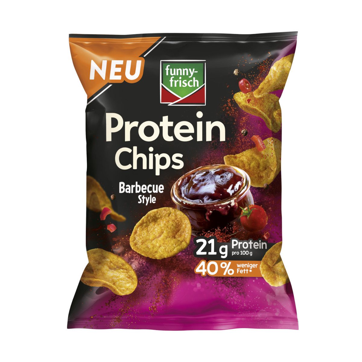 funny-frisch Knabberei, funny-frisch Chipsfrisch Protein Chips Barbecue Style Packung 90g