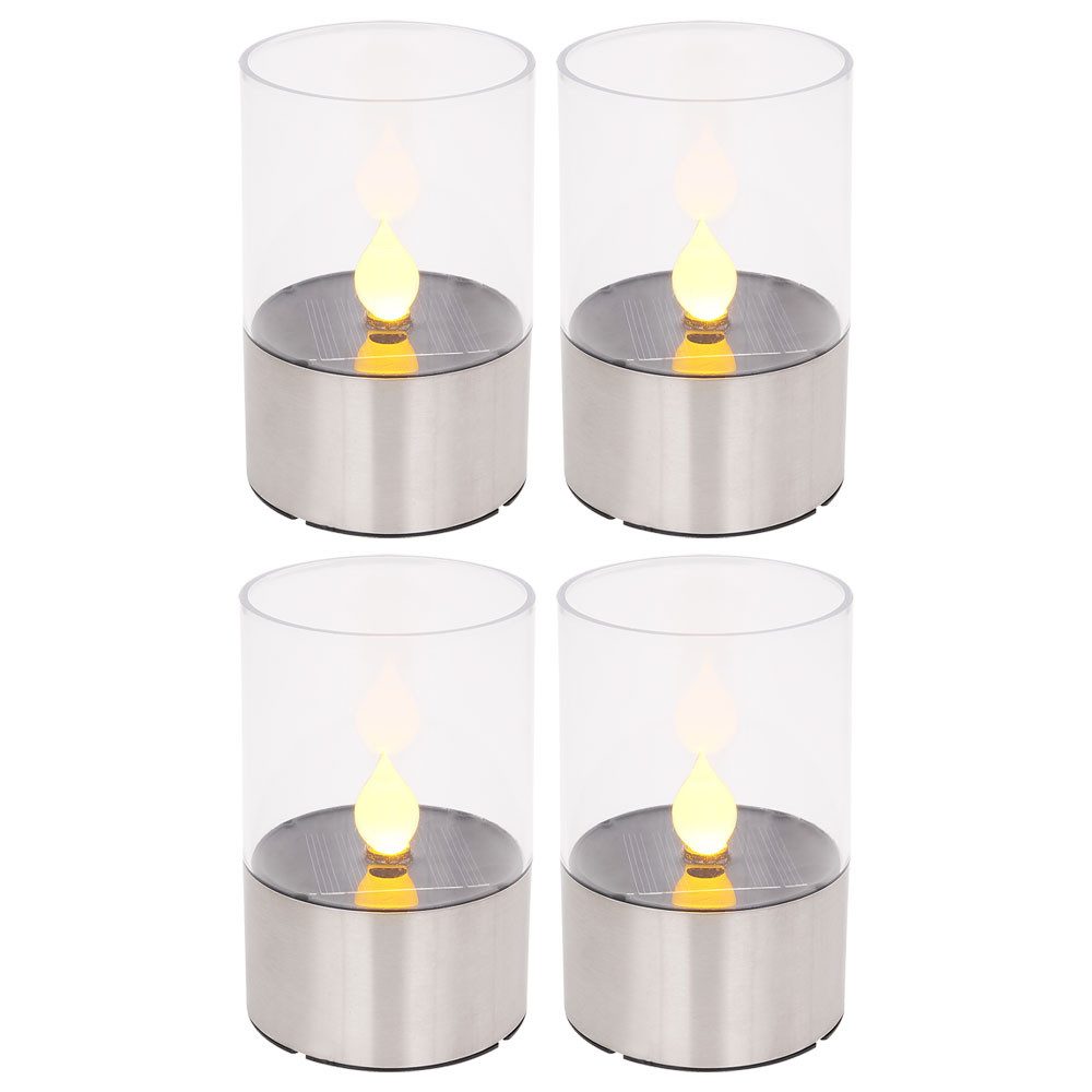 GLOBO LIGHTING LED Solarleuchte, LED-Leuchtmittel fest verbaut, Warmweiß, Teelichter Solar Outdoor LED Gartendeko Tischleuchte 4x