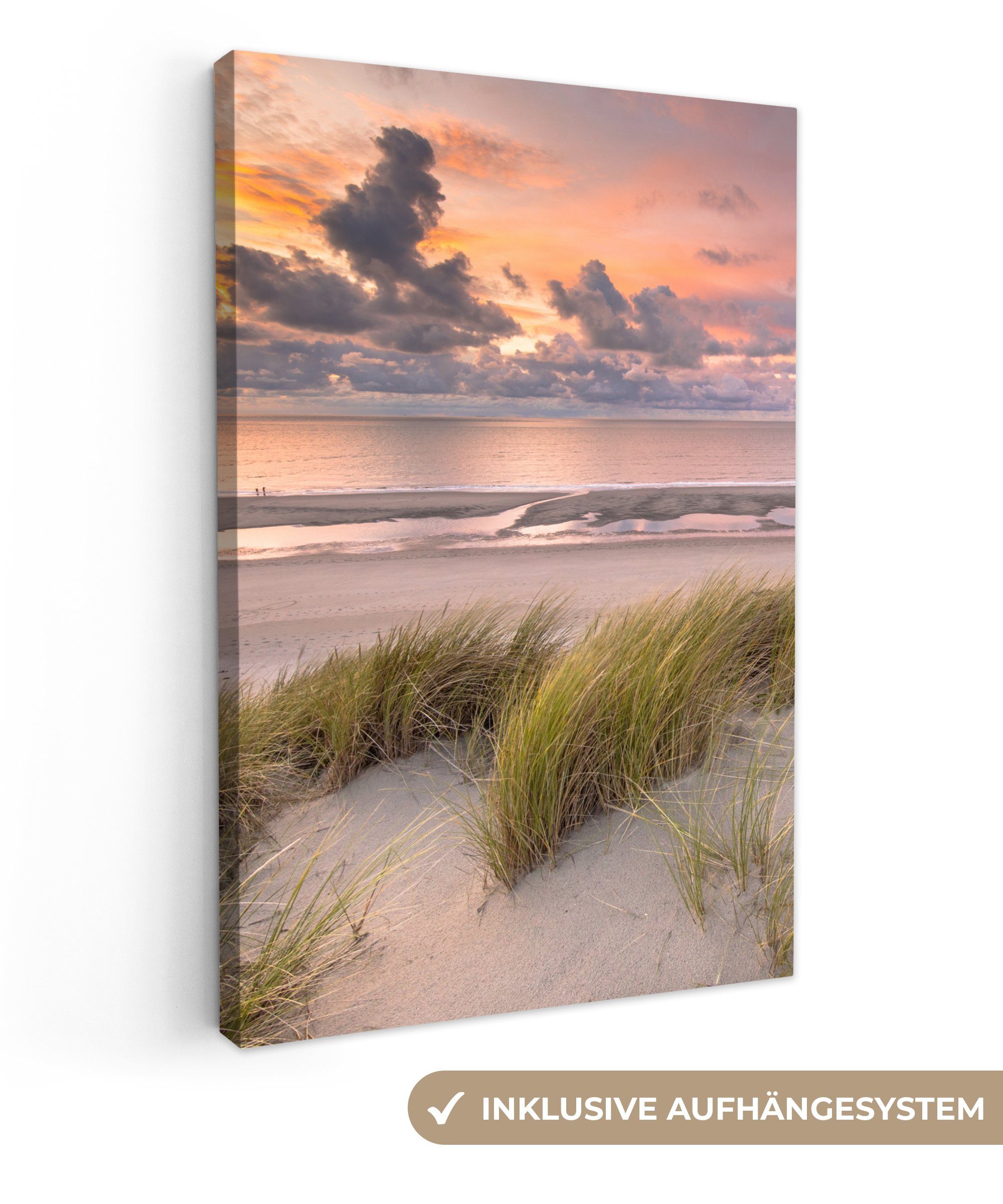 OneMillionCanvasses® Leinwandbild Sonnenuntergang - Düne - Strand - Pflanze günstig online kaufen