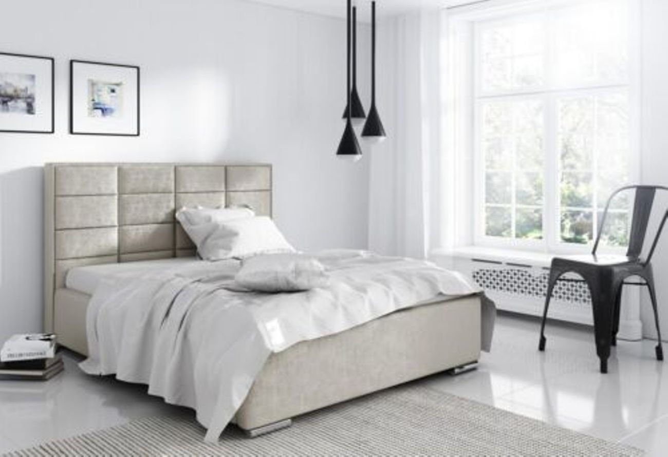 JVmoebel Bett, Bettrahmen Stoff Textil Design Doppel Hotel Modern Bett Schlafzimmer Weiß