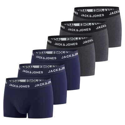 Jack & Jones Boxershorts Herren Retroshorts 6er Pack Basic Trunks (Vorteilspack, 6-St) Unterhosen mit Stretch