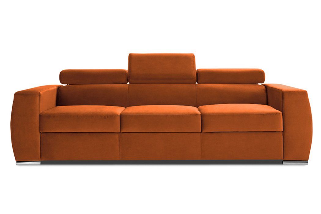JVmoebel Orange Bettfunktion Sofagarnitur Sitzer, Stoff Bettfunktion. Polster Sofa Mit Design Sofas 3+3