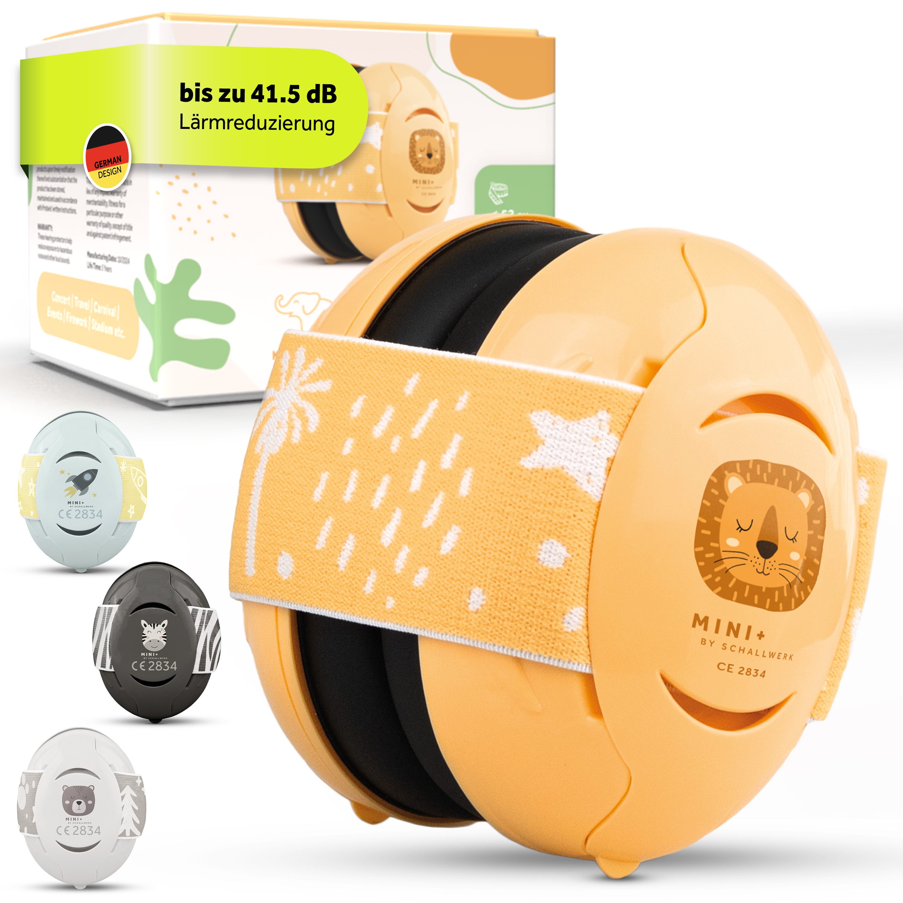 Schallwerk Kapselgehörschutz Mini+ Ohrenschützer für Kleinkinder - Gehörschutz Baby, (Kopfhörer Babys & Kleinkinder, Ohrenschutz für Babys mit verstellbaren Band), bis zu 52cm Kopfumfang