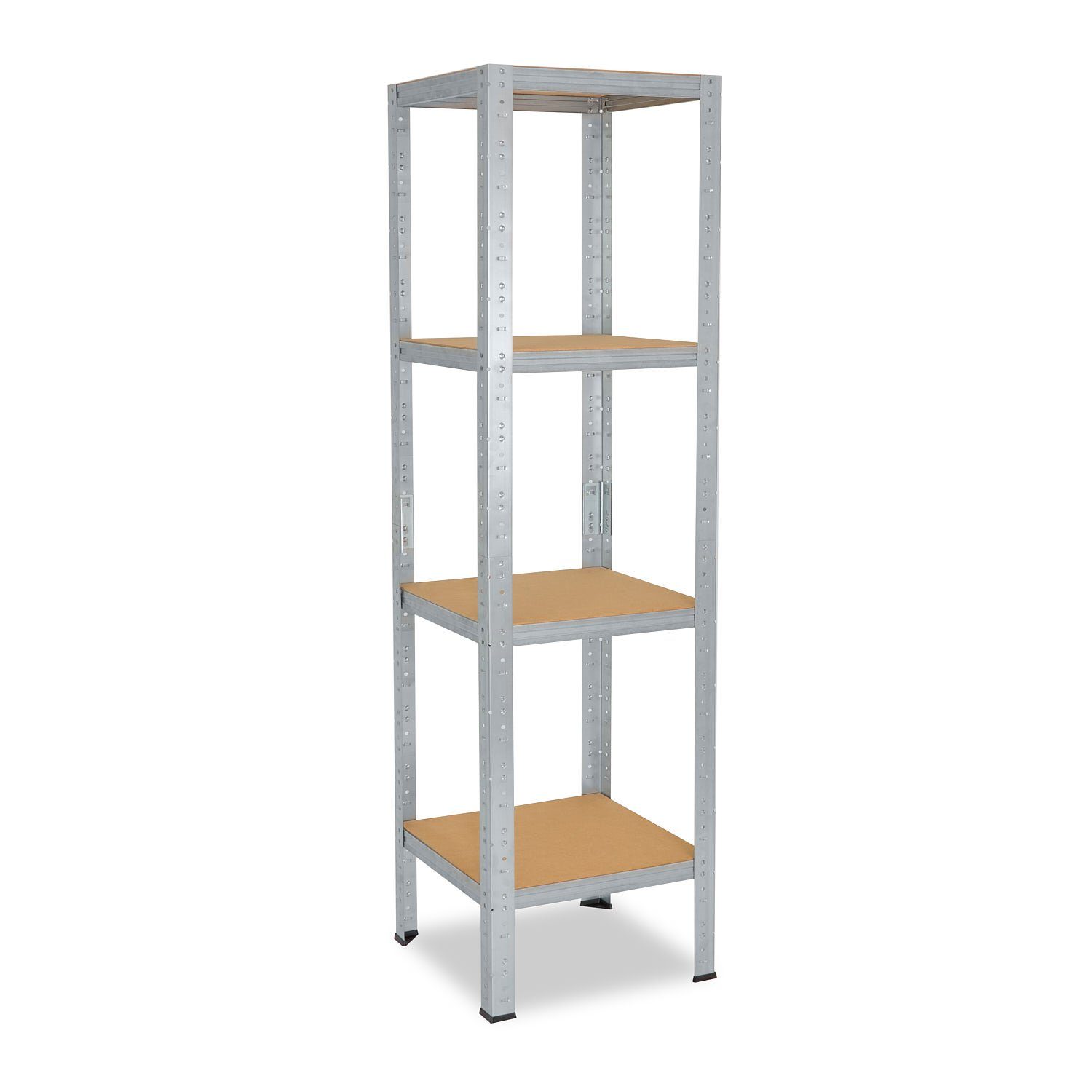 shelfplaza Schwerlastregal HOME, 200x50x50cm verzinkt, Metallregal mit 4 Böden, als Kellerregal, Garagenregal, Werkstattregal oder Lagerregal, Steckregal Metall mit 175kg Tragkraft