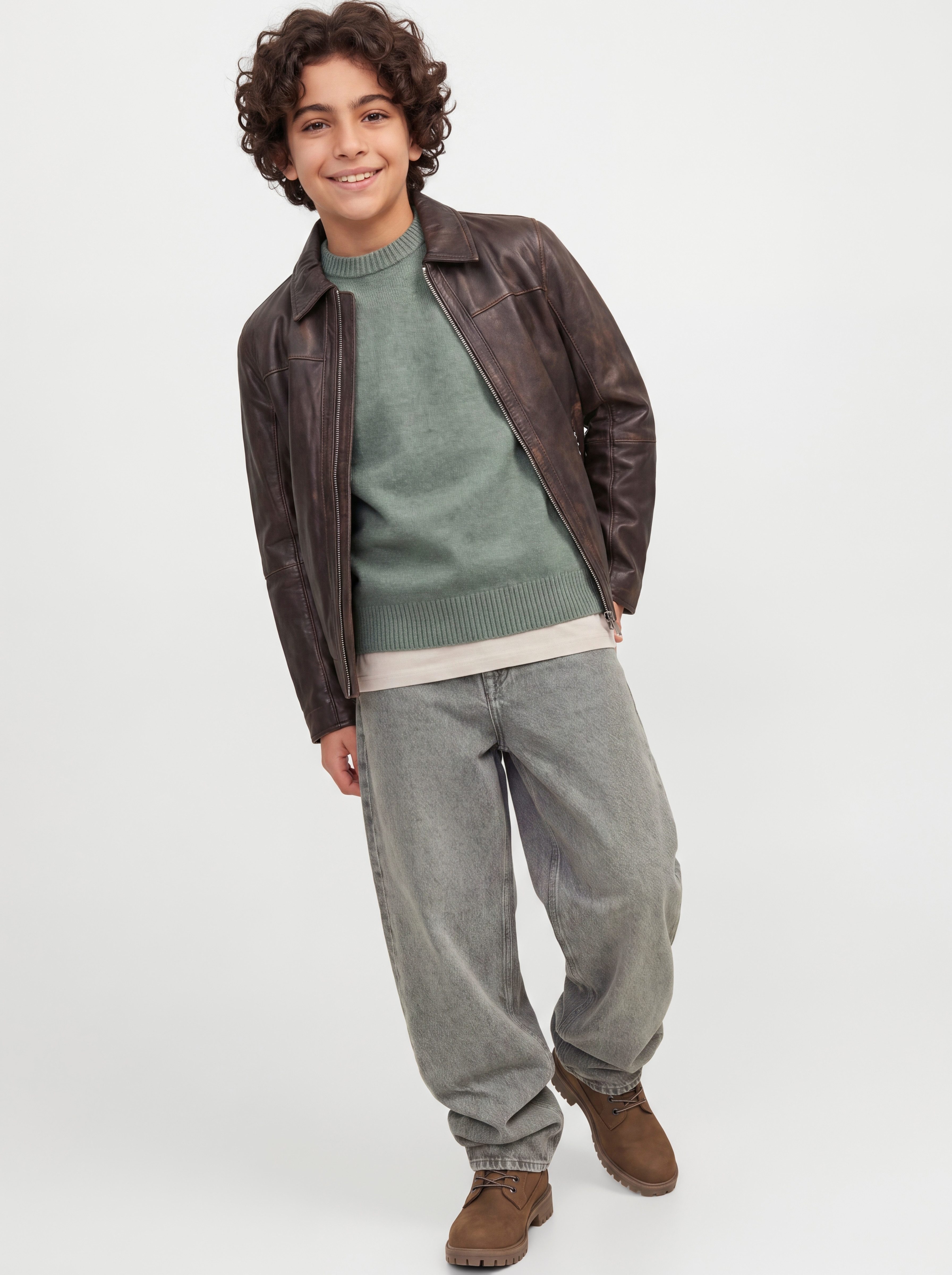 Jack & Jones Junior Weite Jeans JJIDAVE JJORIGINAL ST 351 SN JNR Baumwolle, weit geschnitten – Bild 2 von 5