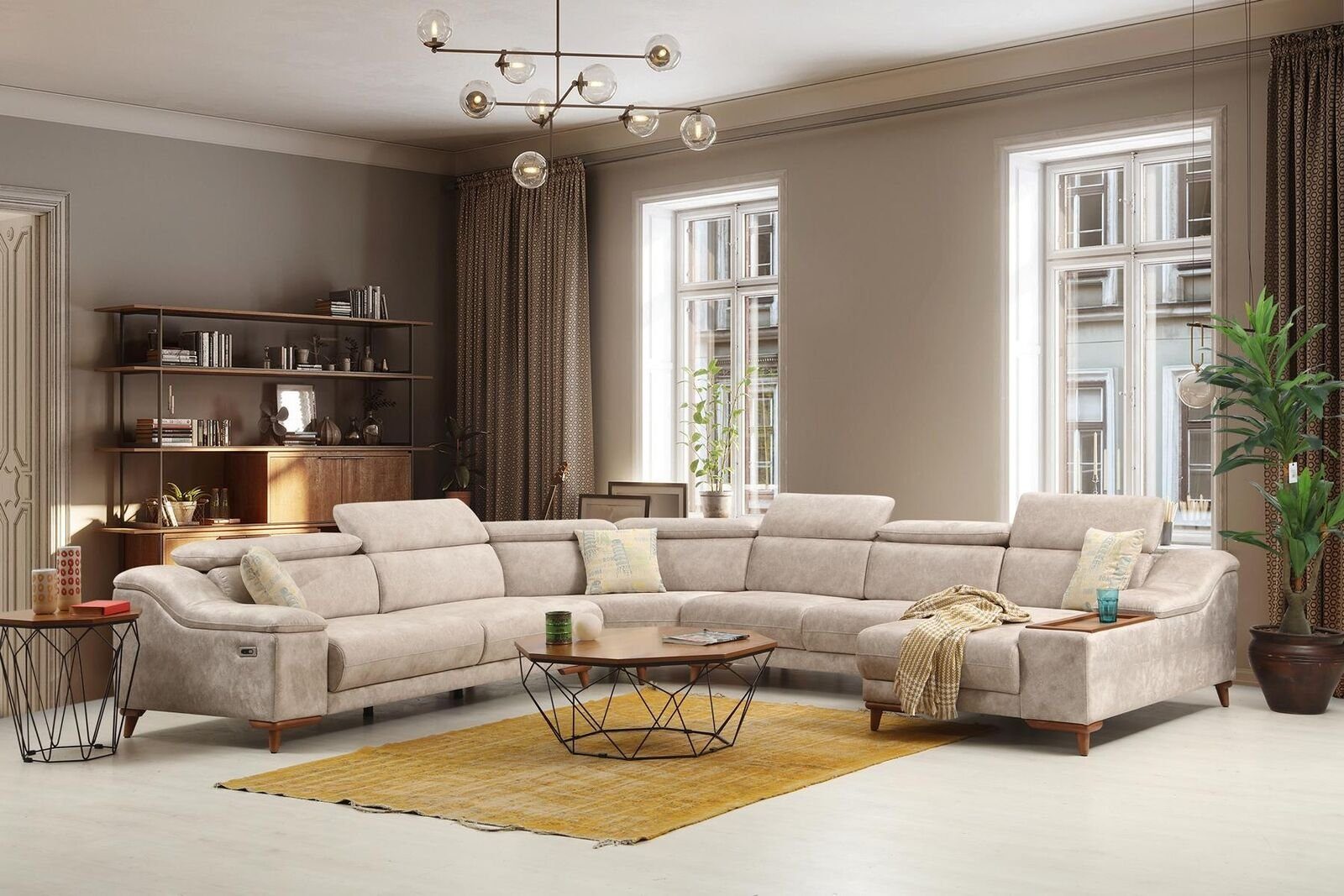 JVmoebel Ecksofa Ecksofa Teile, 5 Couch Europa in Ecksofas, U-Form Made Garnitur Sofa Polstersofa