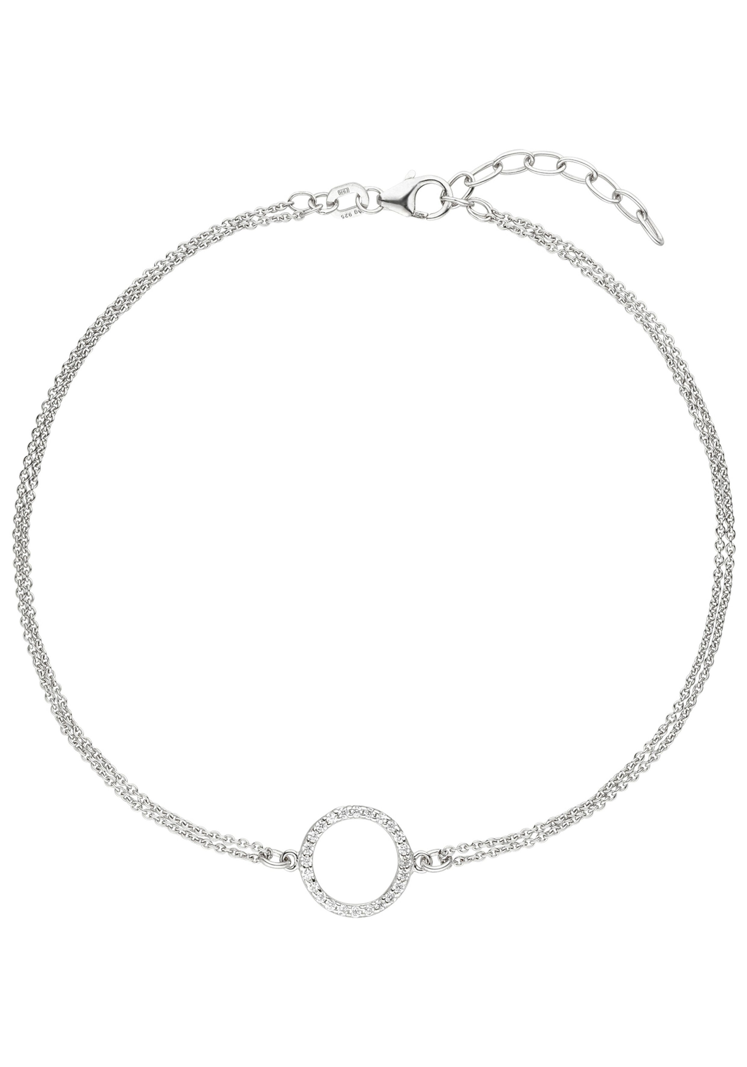 JOBO Fußkette, 925 Silber mit 24 Zirkonia 26 cm