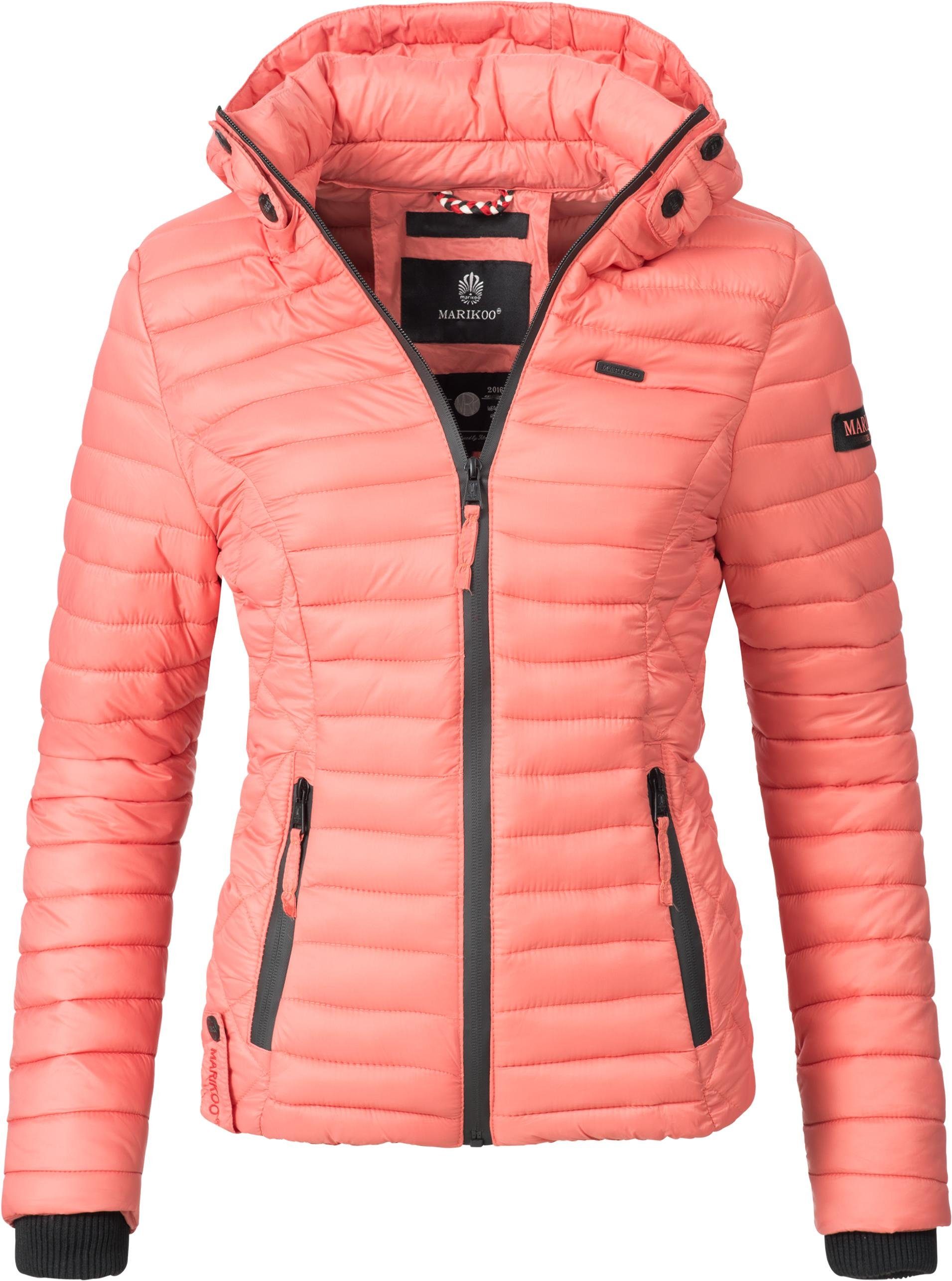 Marikoo Steppjacke Samtpfote ultraleichte Übergangsjacke mit Kapuze coral