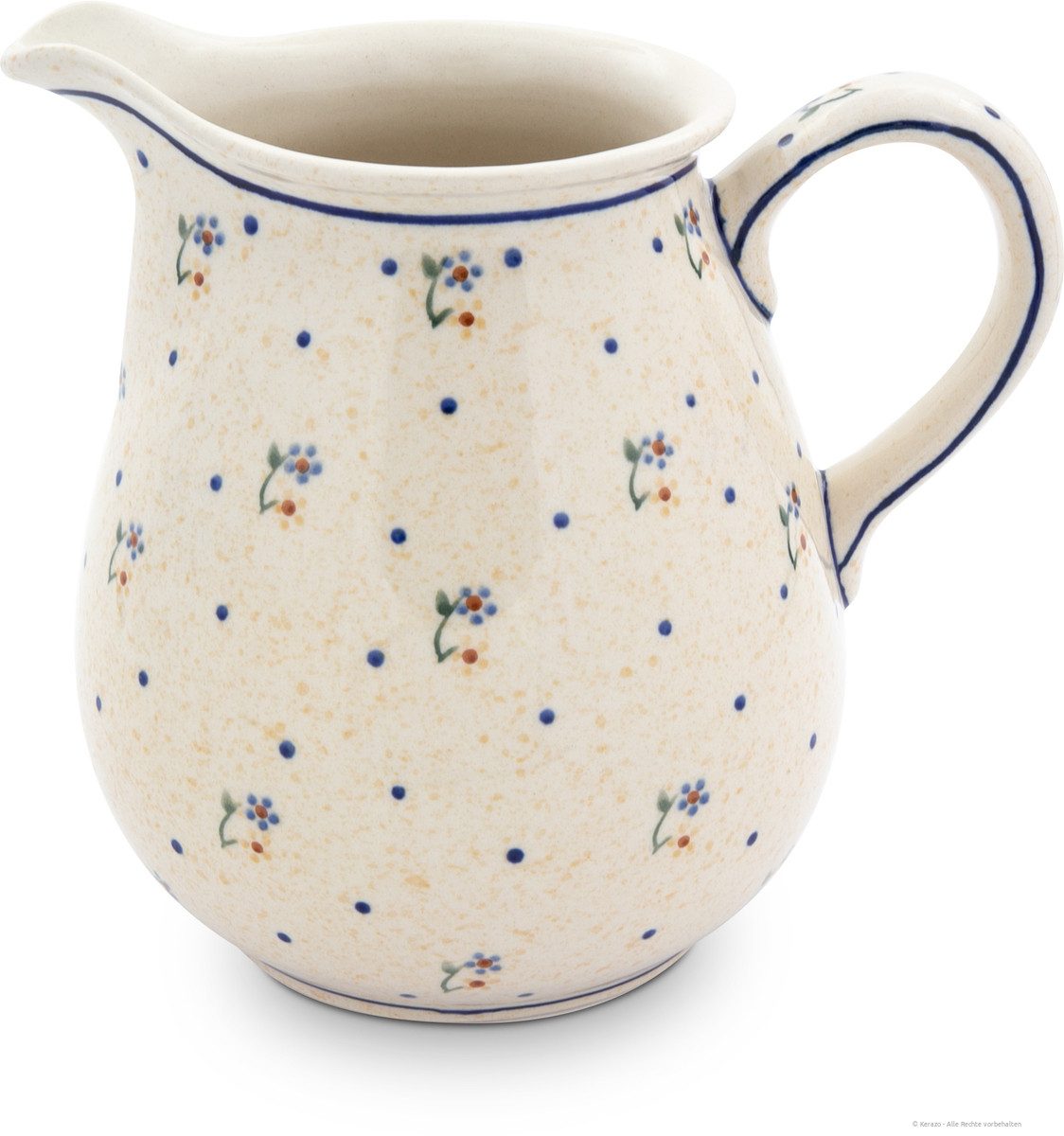 Bunzlauer Keramik Kanne Bunzlauer Keramik großer 2L Krug kompakte bauchige Kanne Dekor 111, 2,00 l