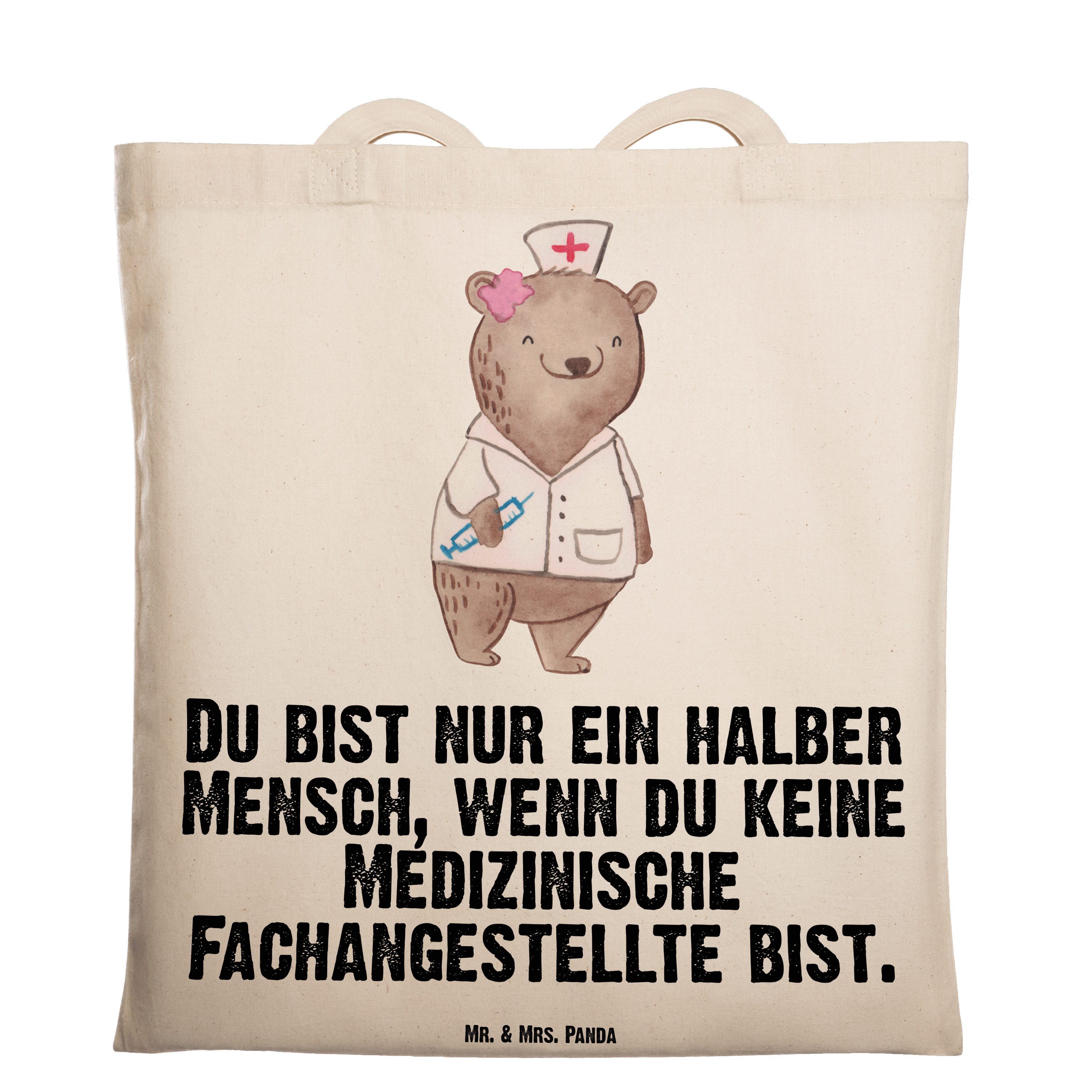 Mr. & Mrs. Panda Tragetasche Medizinische Fachangestellte mit Herz - Transparent - Geschenk, Danke (1-tlg)