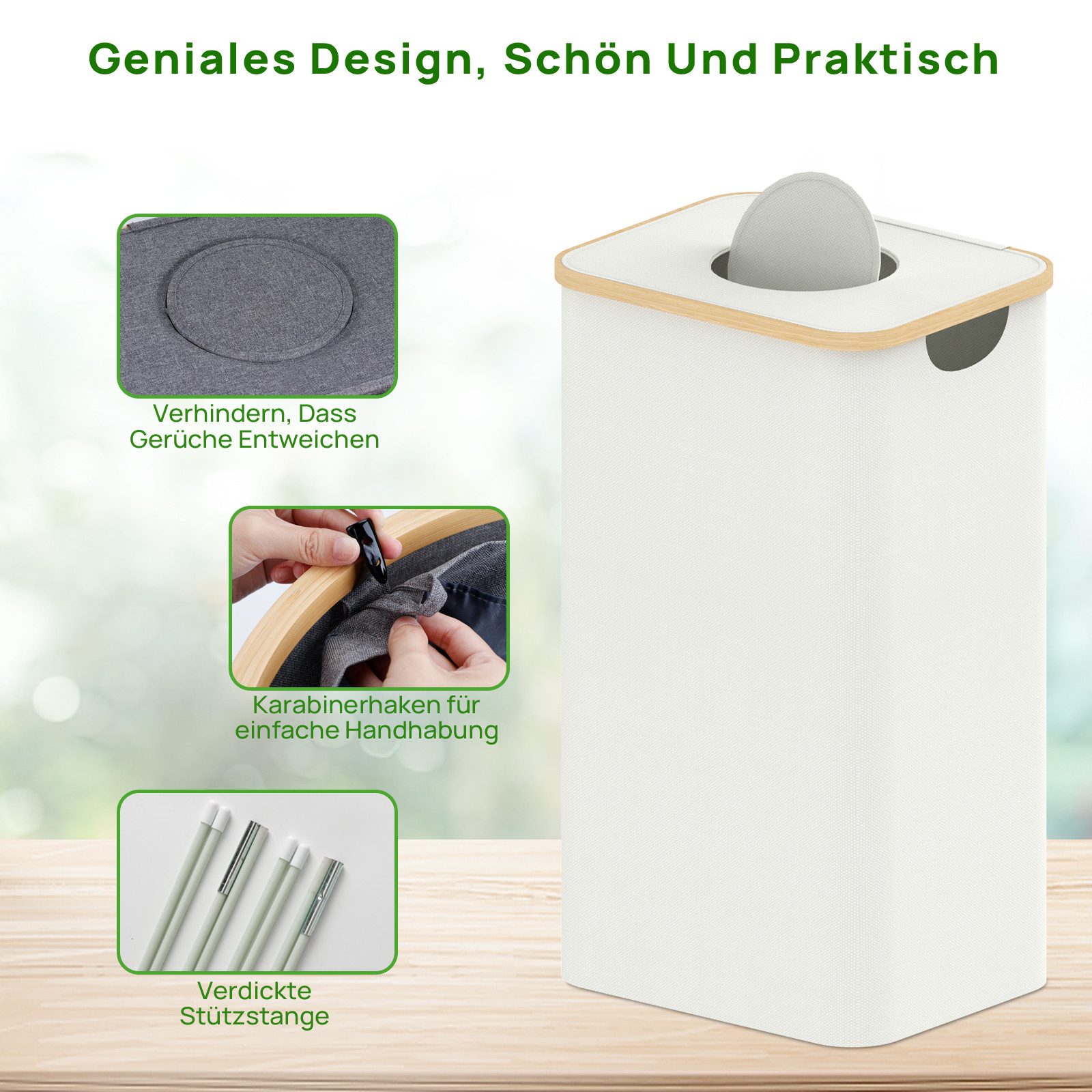skelo Flaschenkorb Pfandflaschen Sammelbehälter, 100L Fasst 30 Leere Flaschen, 100 l, 41 x 33,5 x 75 cm, 100 Liter, Baumwolle, Untere Verstärkung – Bild 5 von 5