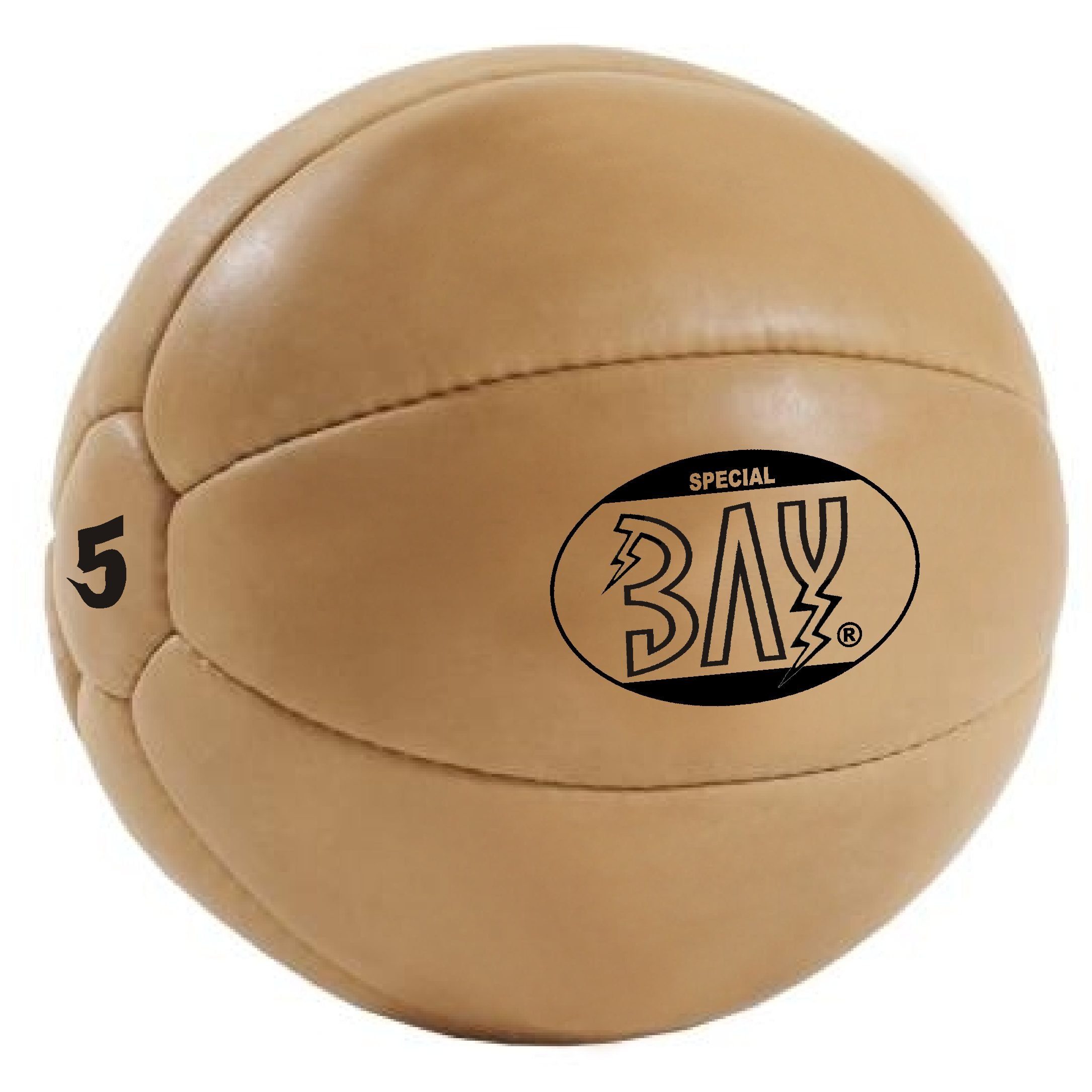 BAY-Sports Medizinball Ausführung Kraftball, Vollball Trainingsball natur braun 5kg kg Profi Fitnessball Kunstleder Kraftsport klassische 5