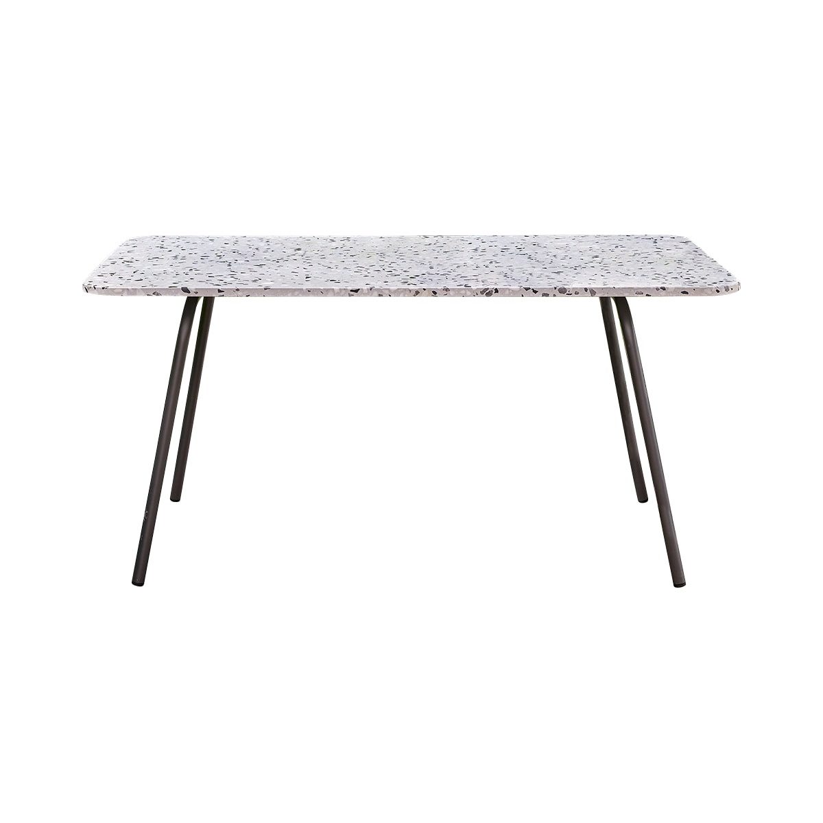 Tikamoon Gartentisch Rechteckiger Gartentisch Premium-Terrazzo und Metall 160 Elio grau