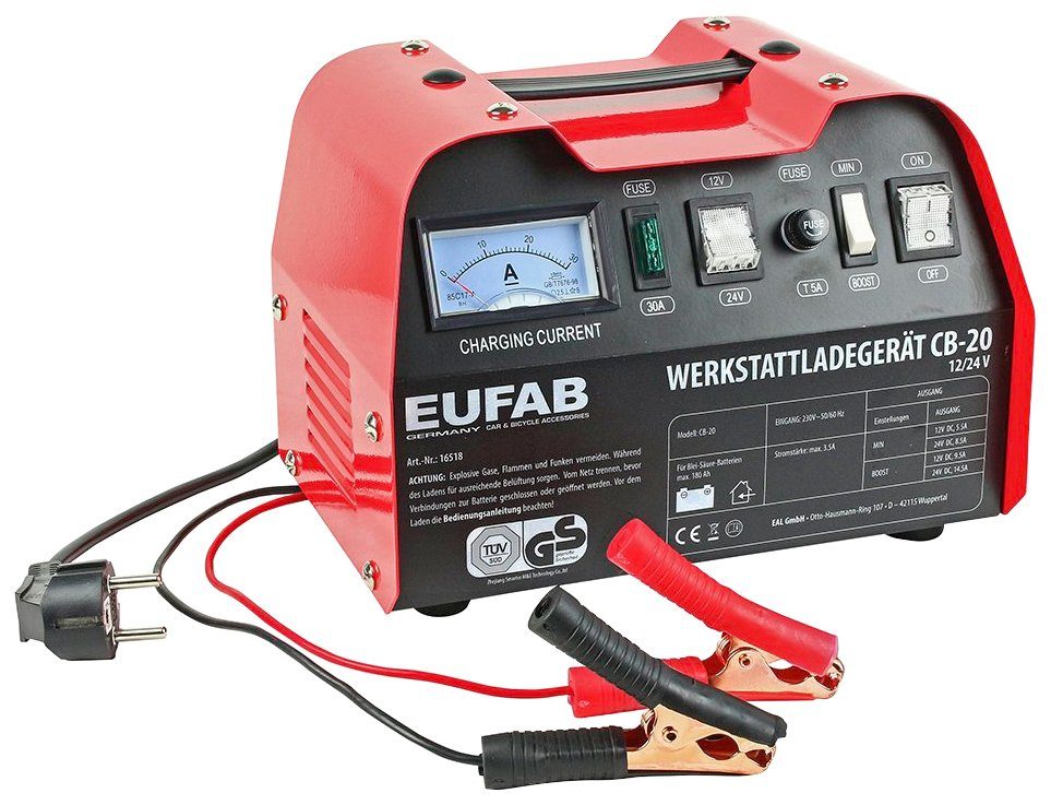 Absaar Batterie-Ladegerät mit Starthilfe (Ladestrom: 12 A, AGM-/Gel-/Nass-/Blei-Säure-Batterien  6/12 V)