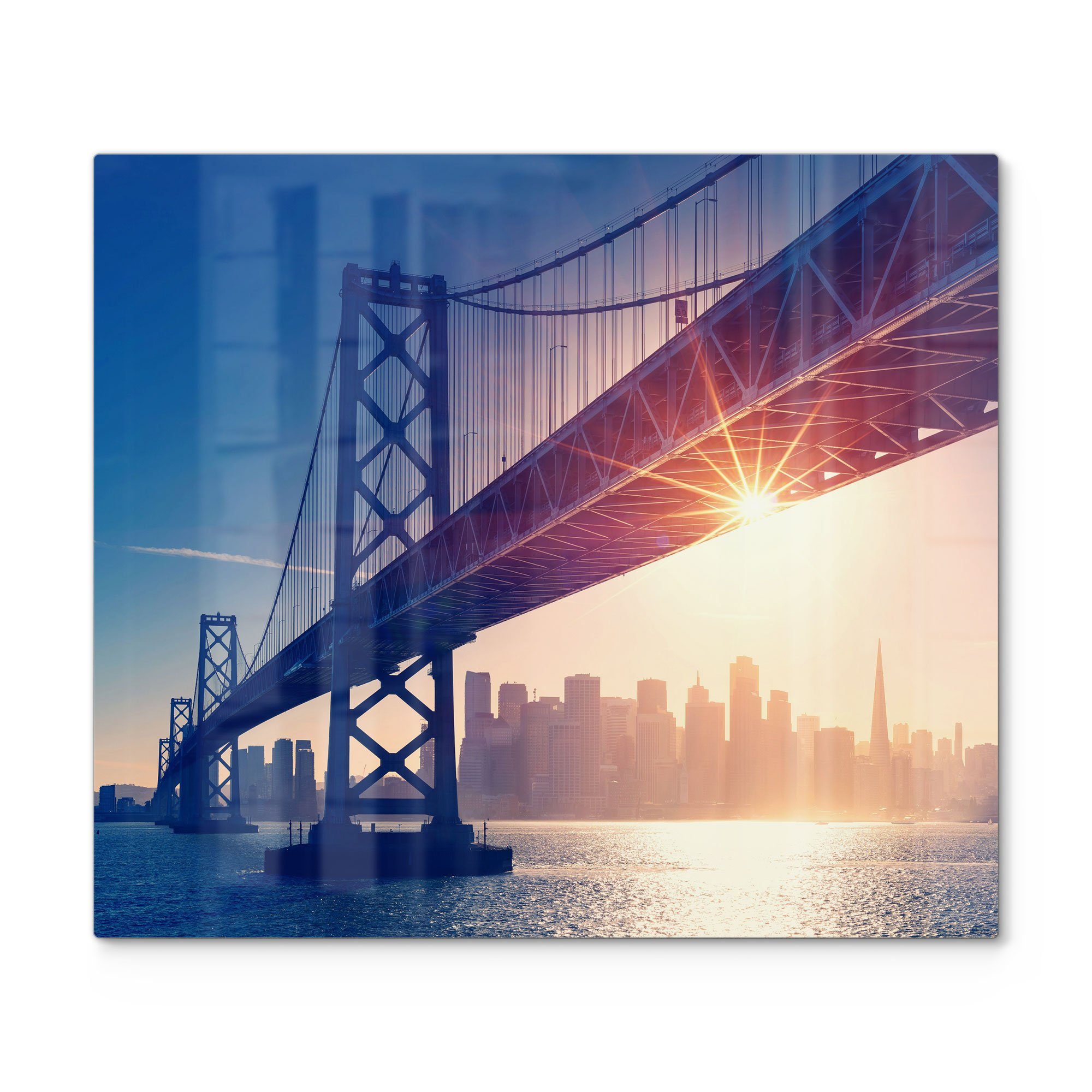 DEQORI Herdblende-/Abdeckplatte 'Golden Gate Bridge abends', Glas, (1 tlg), Glas Herdabdeckplatte Ceranfeld Herd