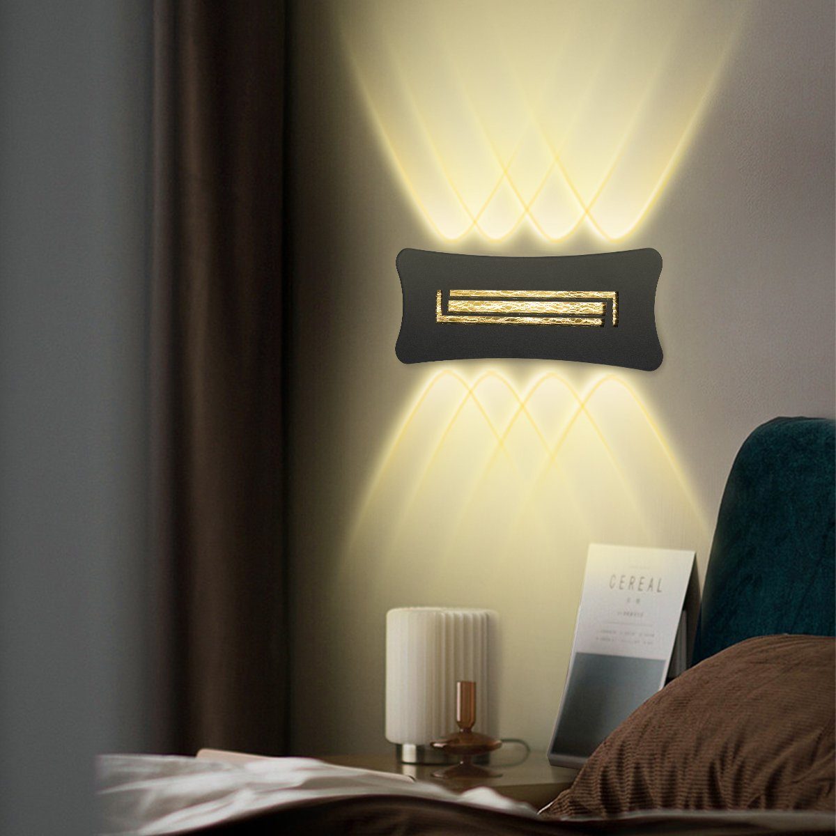 MULISOFT Bettleuchte Innen LED Wandleuchte 18W 1800LM Nachttischlampe, Wandleuchten für Schlafzimmer Wohnzimmer Flur Treppe