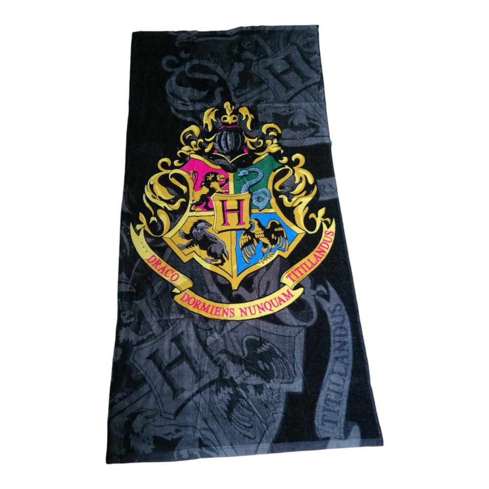 Harry Potter Strandtücher Großes Harry Potter Badetuch mit Hogwarts Wappen, 70x140cm, 100% Baumwolle