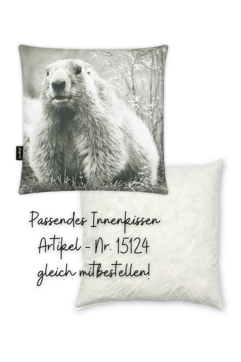 Landherzl Kissenhüllen Kissenhülle - MURMELTIER - schwarz/weiß