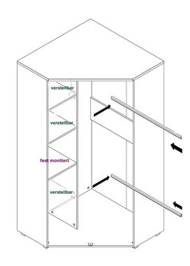 FORTE Komplettschlafzimmer 8-tlg. Jugendzimmer ARKINA in Artisan Eiche / Weiß von Forte, (Komplett-Set, 8-St., 2x Wandboard, Kommode, Bett, Schublade, Schrank, Regal, Schreibtisch)