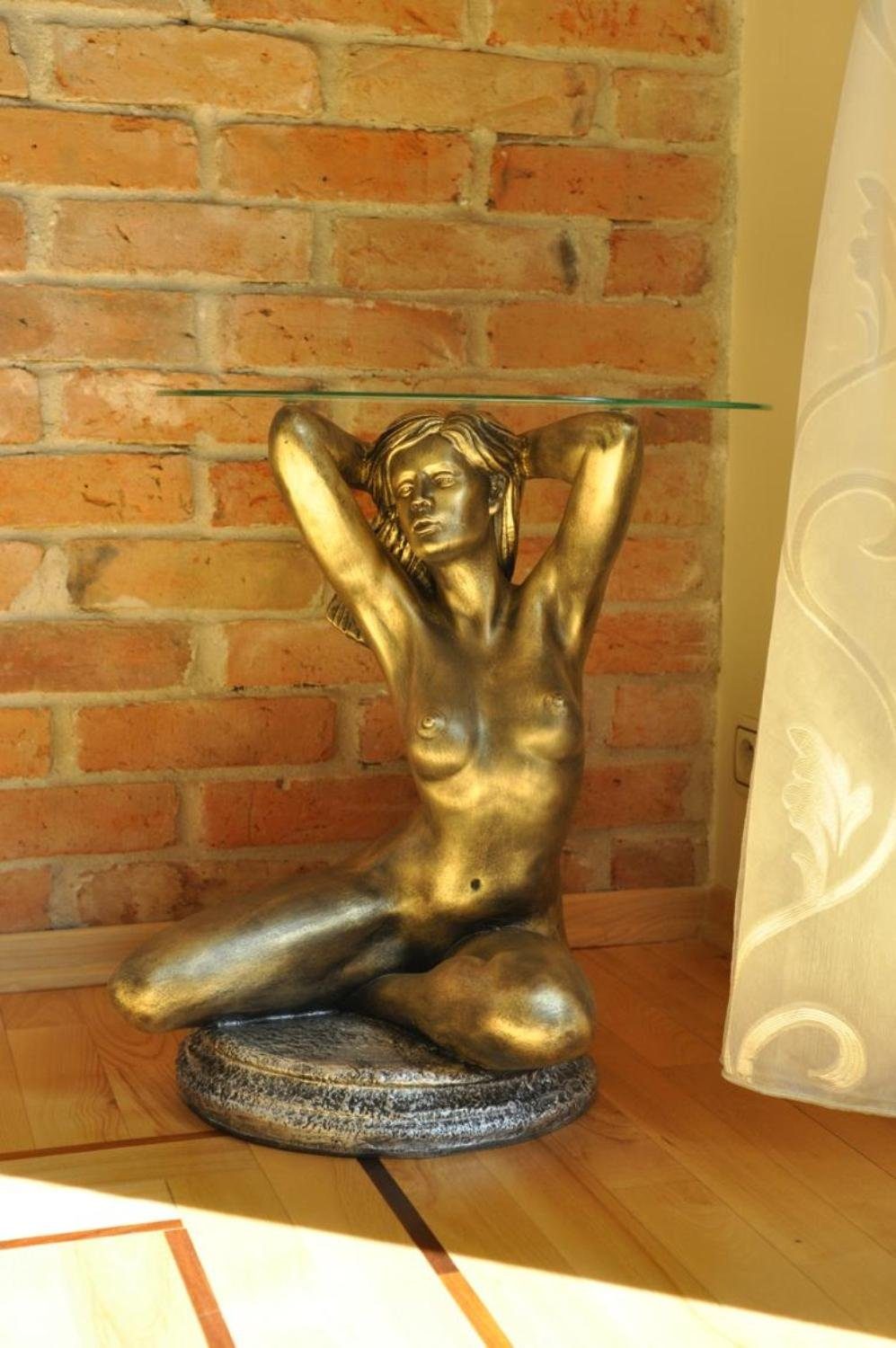 JVmoebel Skulptur Design Medusa Couchtisch Glastisch Tisch Beistell Klassisch 51 cm