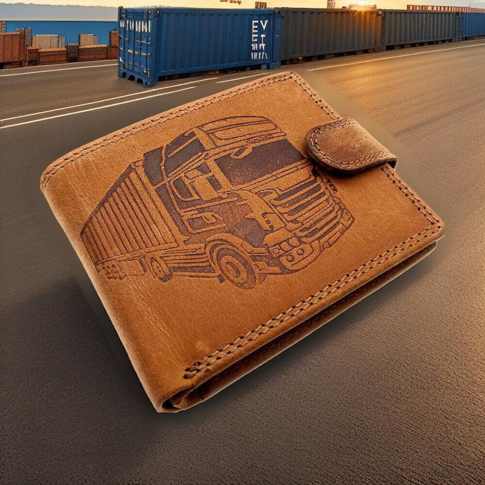 Lemasi Geldbörse echt Leder Portemonnaie mit RFID Schutz LKW Truck, Innenri günstig online kaufen