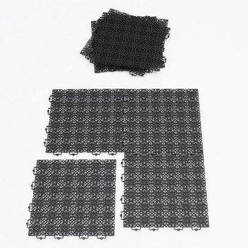 Pergamon 100% Polypropylen Bodenfliese Kunststoff Bodenfliese mit Klicksystem Ibiza, 38x38, Schwarz