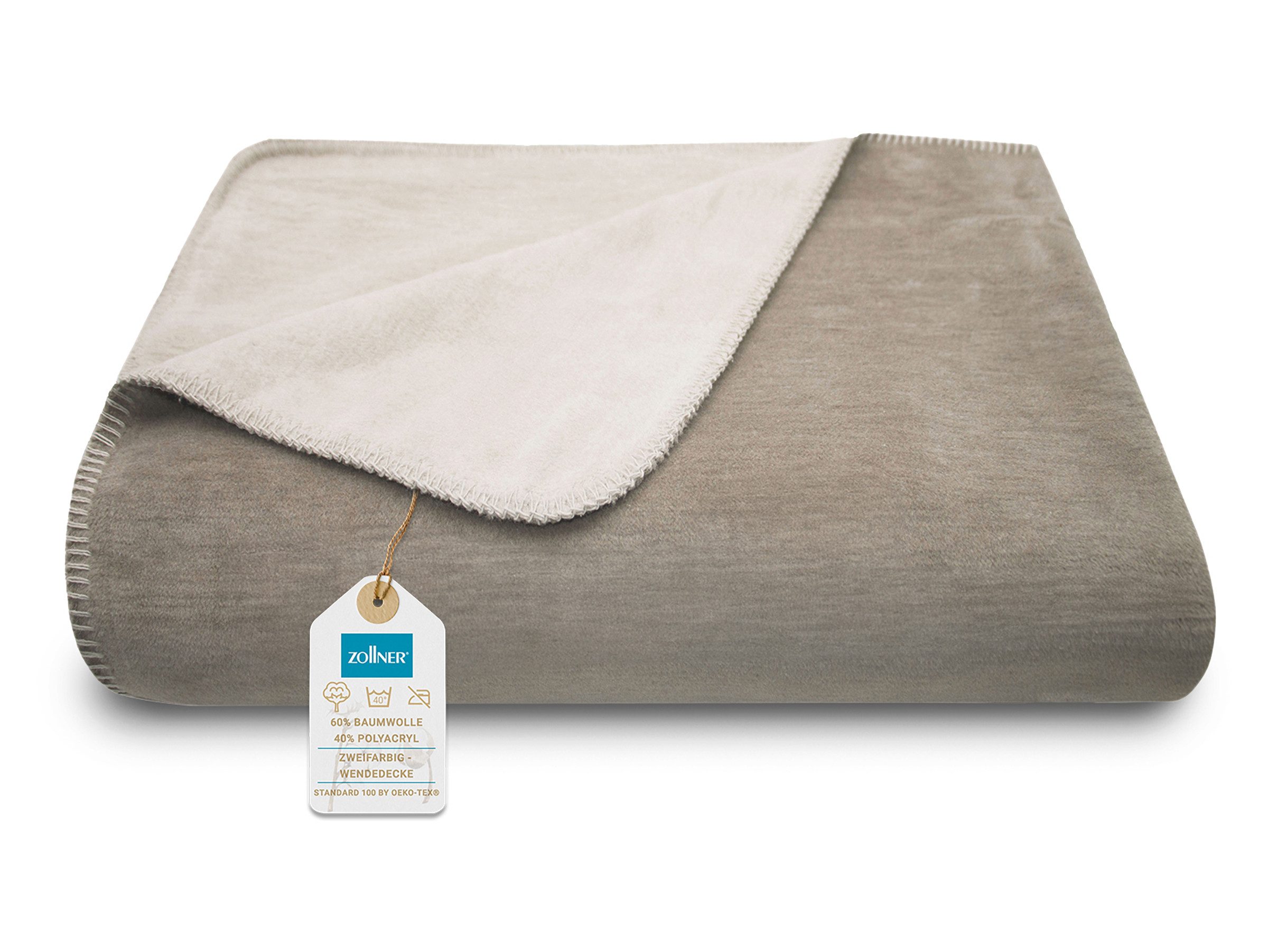 Wohndecke, ZOLLNER, 150 x 200 cm, 60% Baumwolle, 40% Polyacryl, Wendeoptik günstig online kaufen