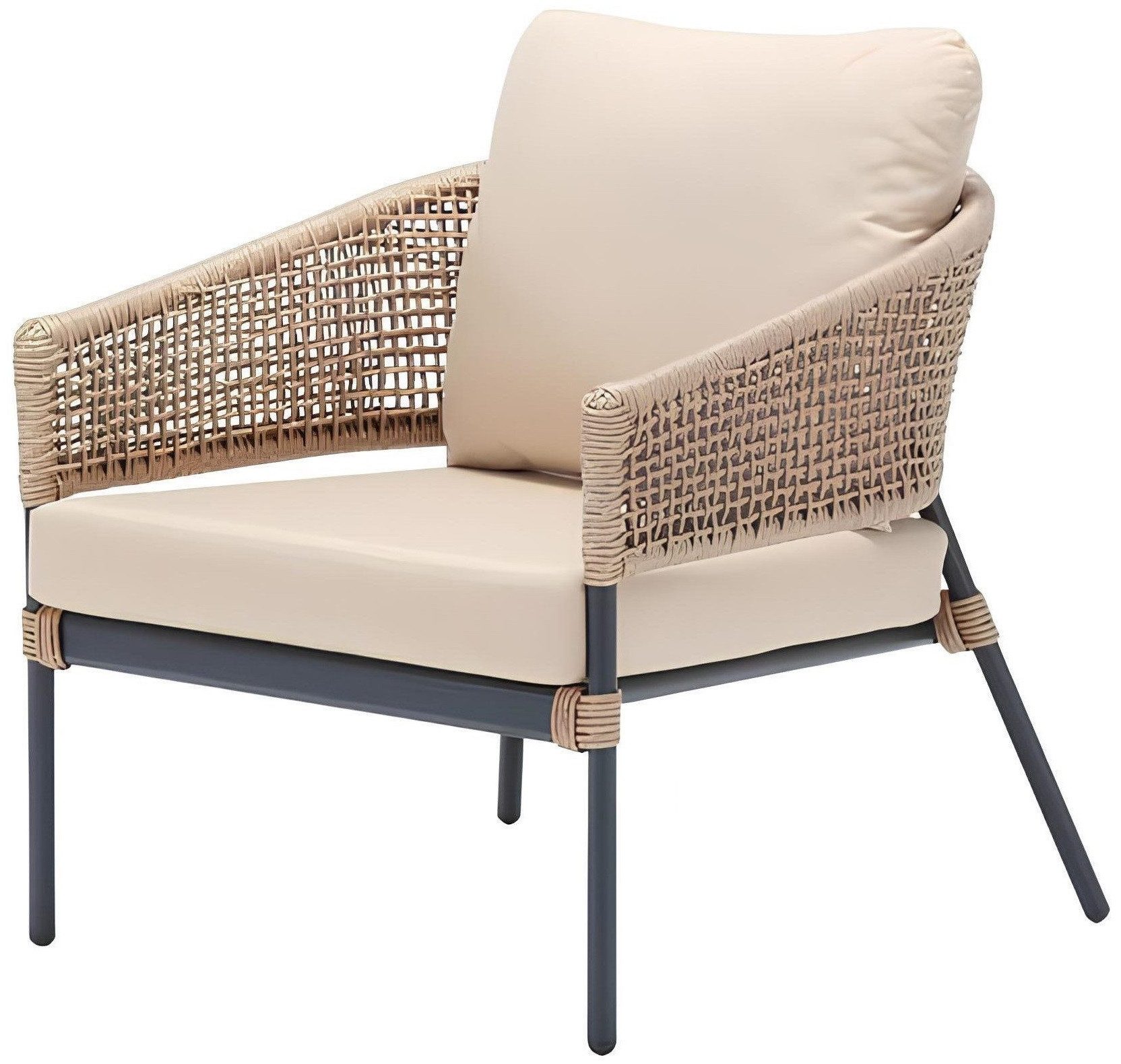 Xlmoebel Gartensessel Beiger Rattan-Sessel mit bequemen Polstern für stilvolle Terrassen (Gartensessel), Hergestellt in Europa