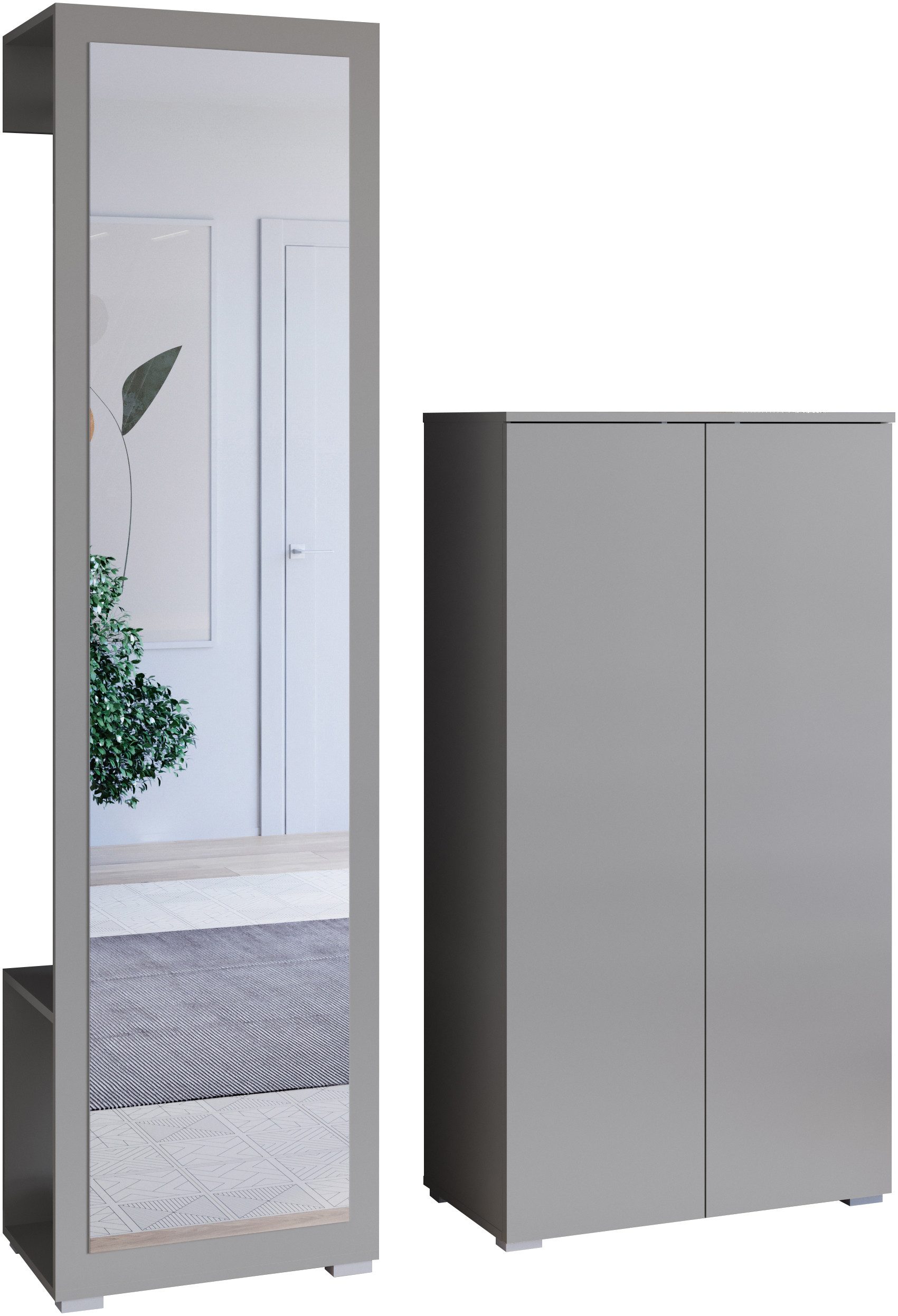 OTTO home Garderoben-Set PARIS/ TOKYO, (Komplett-Set, 2-St), Garderoben-Set Breite 130cm, moderne grifflose Flurmöbel Kleiderstange