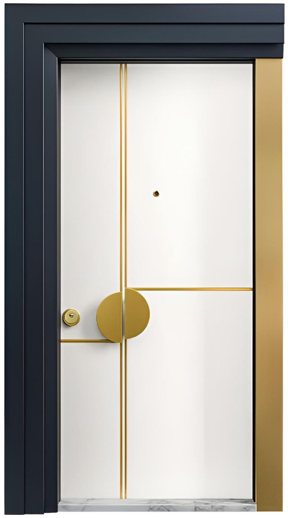 Xlmoebel Haustür Gold-Weiße Eingangstür Exklusive Wohnungstüren Haustüren, Made in Europa